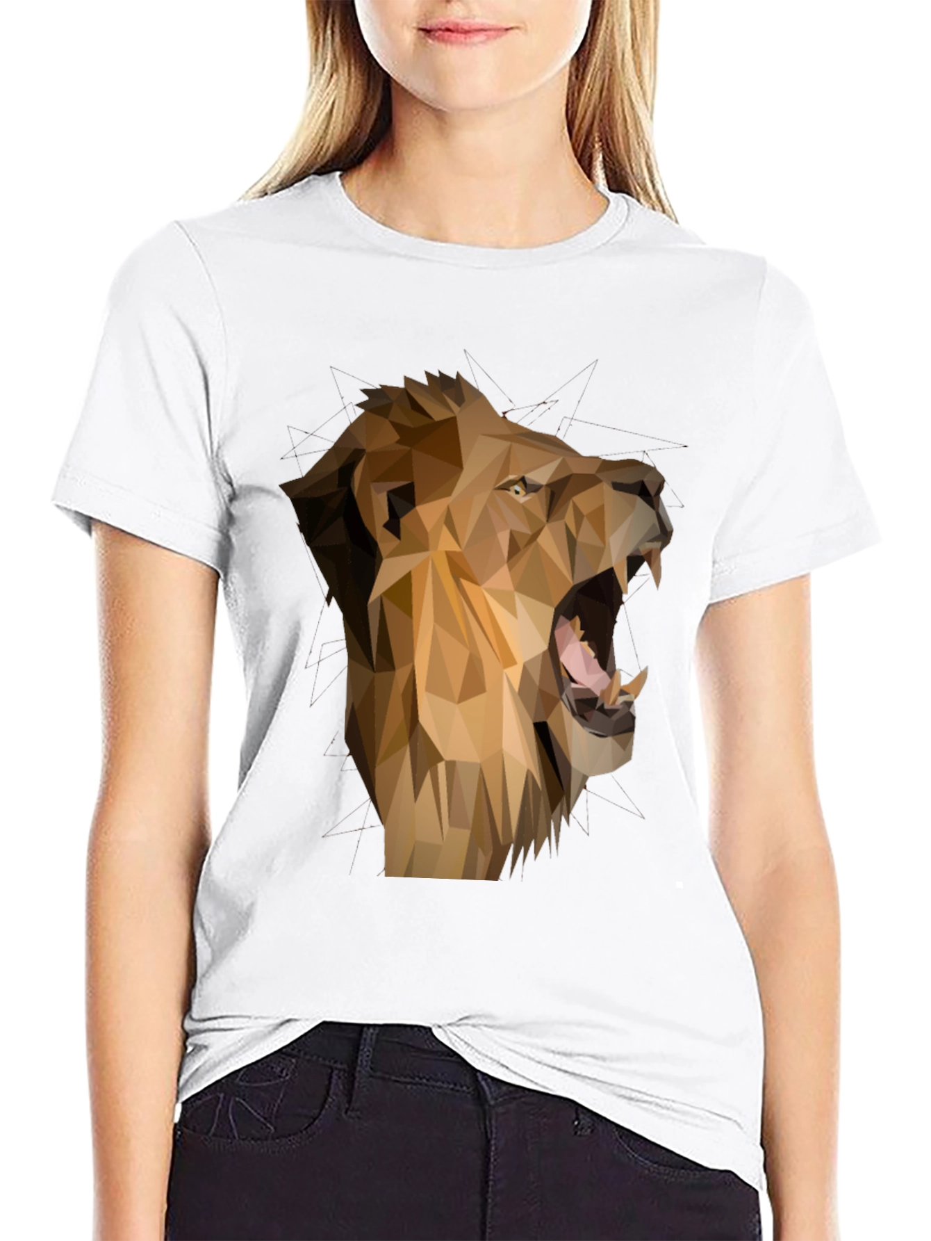 Geometric Lion Graphic Tee - Mens Black T-Shirt