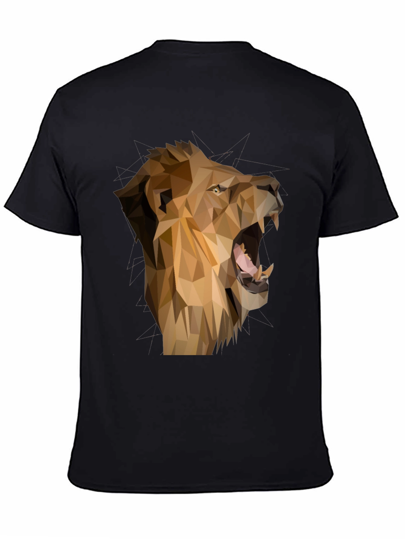 Geometric Lion Graphic Tee - Mens Black T-Shirt