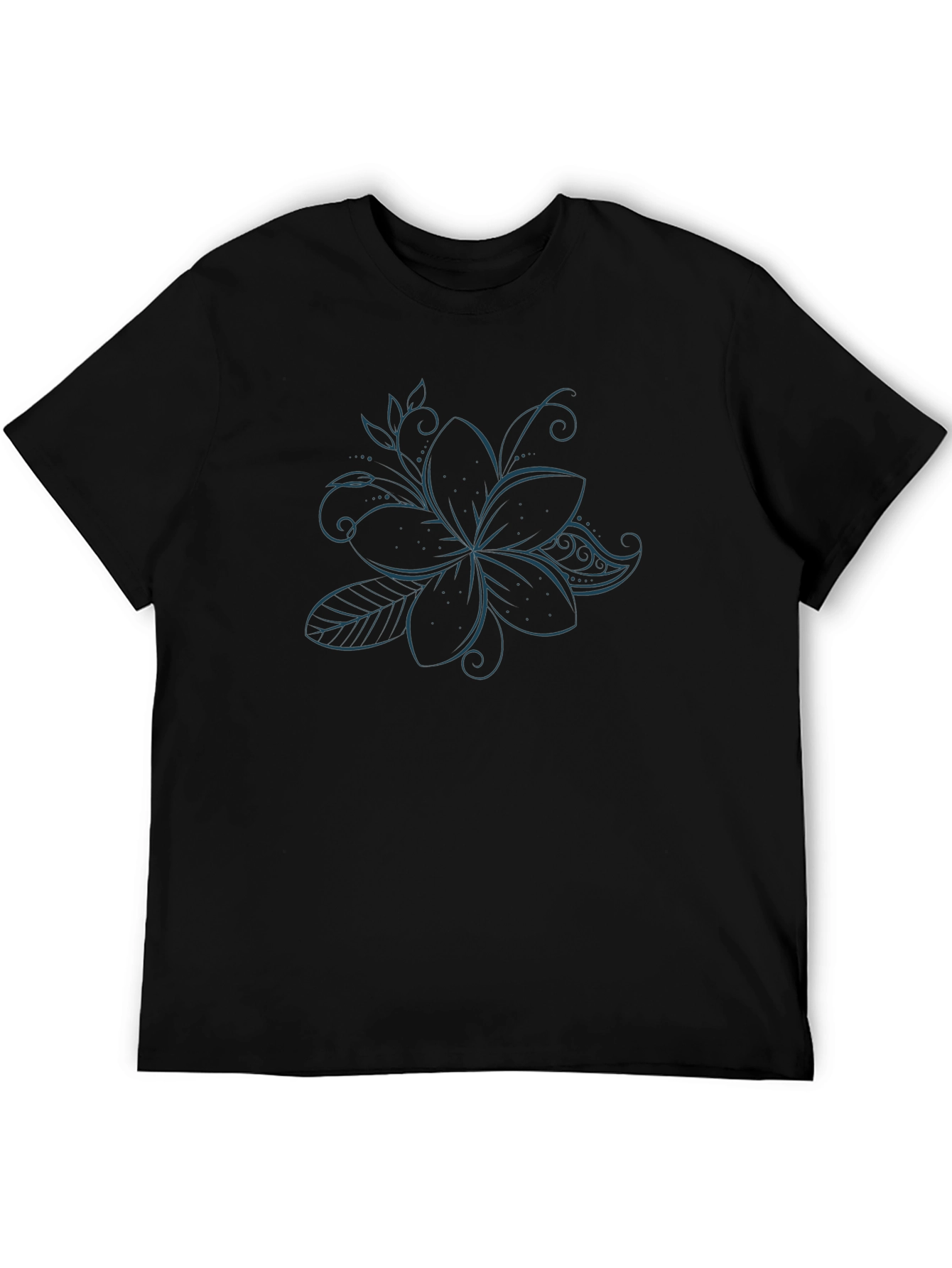 Elegant Black T-Shirt with Floral Design