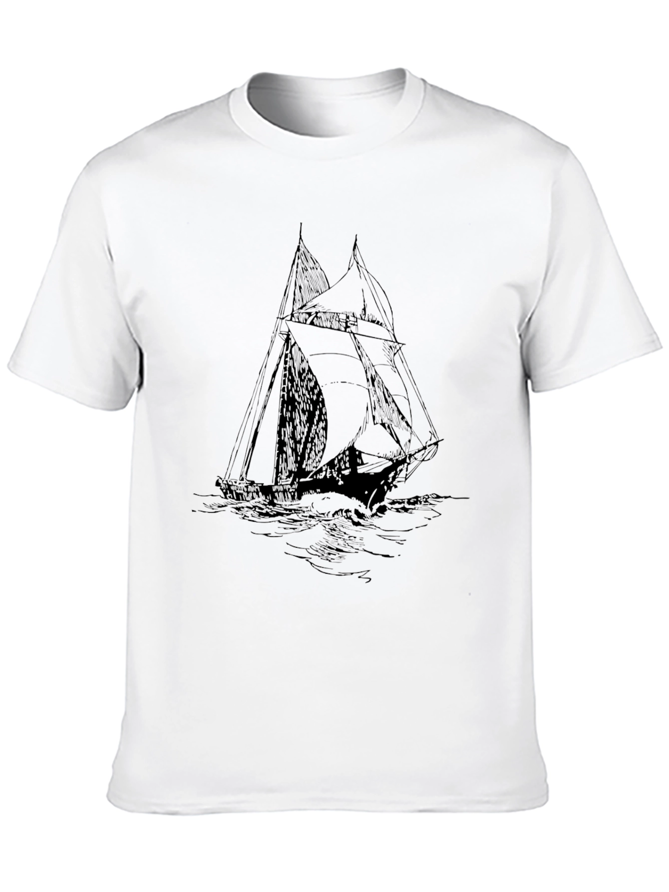 Black Sailboat Graphic Tee - Classic Nautical Style