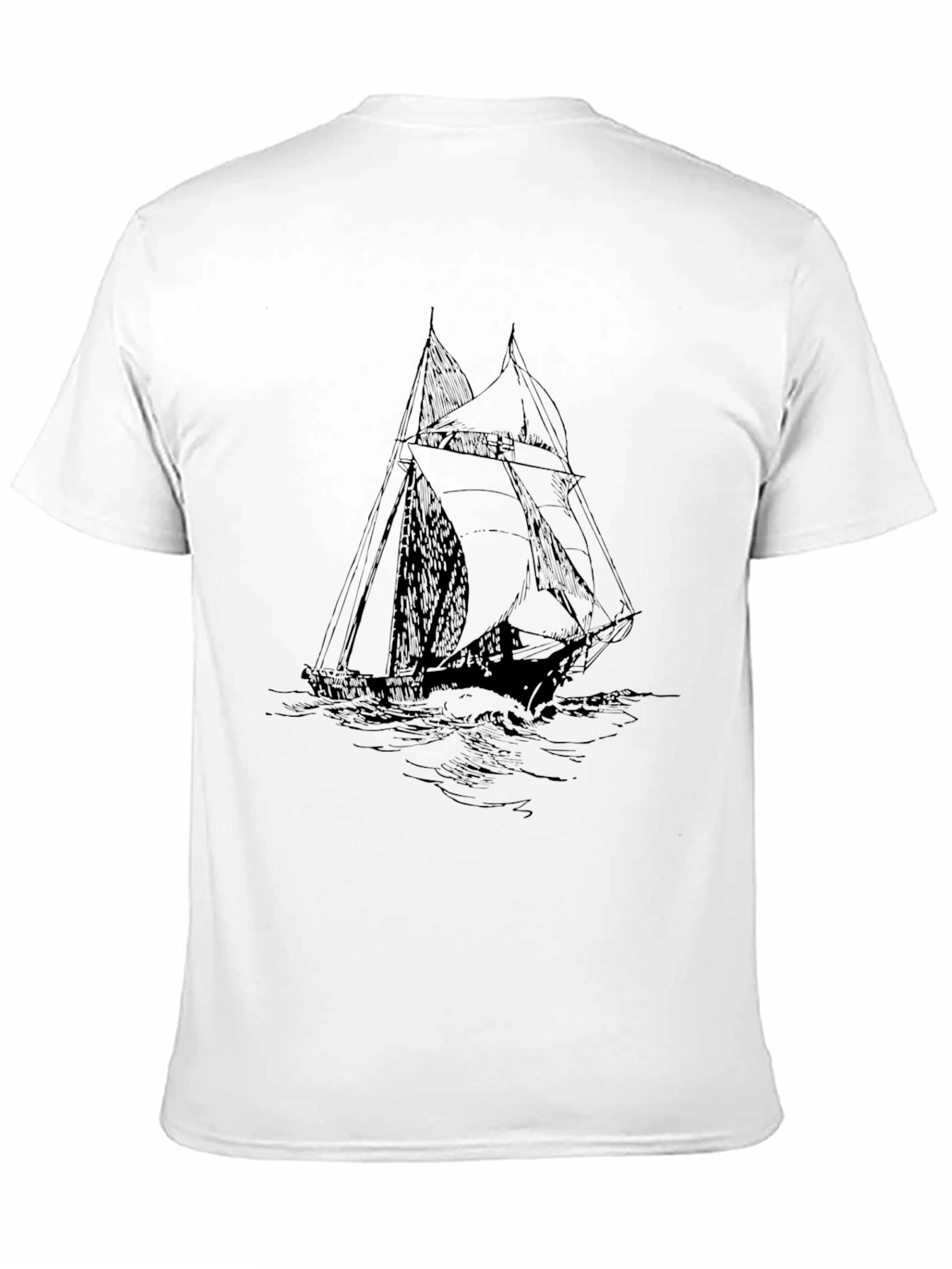 Black Sailboat Graphic Tee - Classic Nautical Style