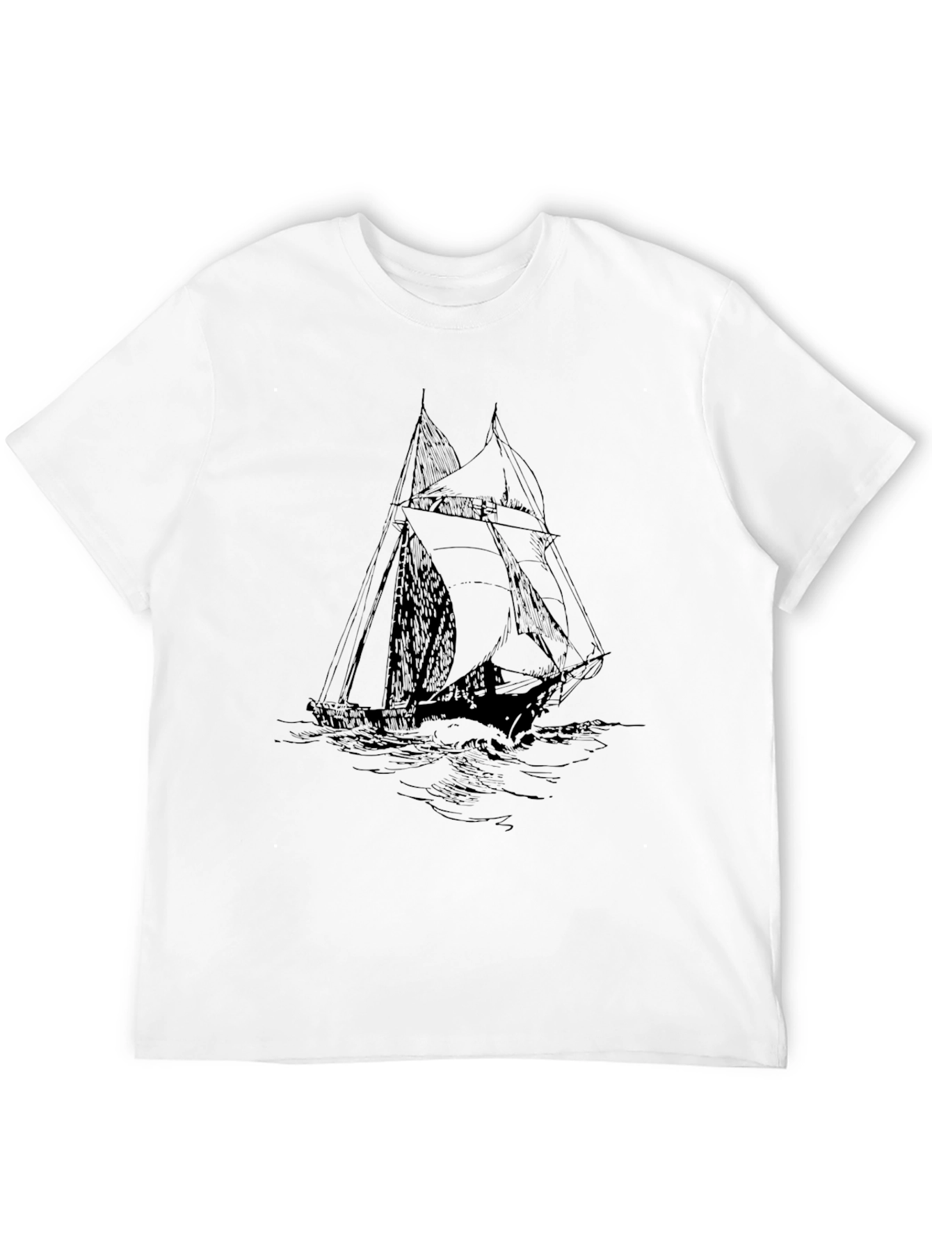 Black Sailboat Graphic Tee - Classic Nautical Style
