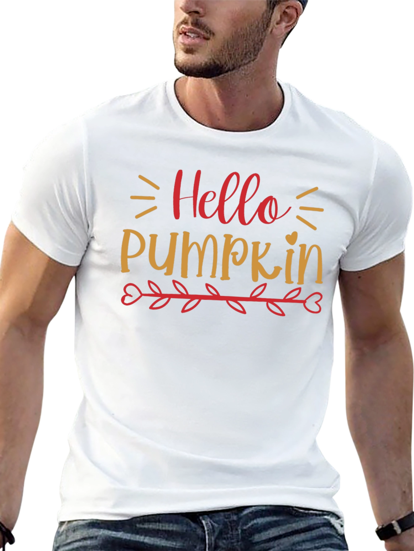 Hello Pumpkin Graphic Tee - Black Cotton Fall Shirt