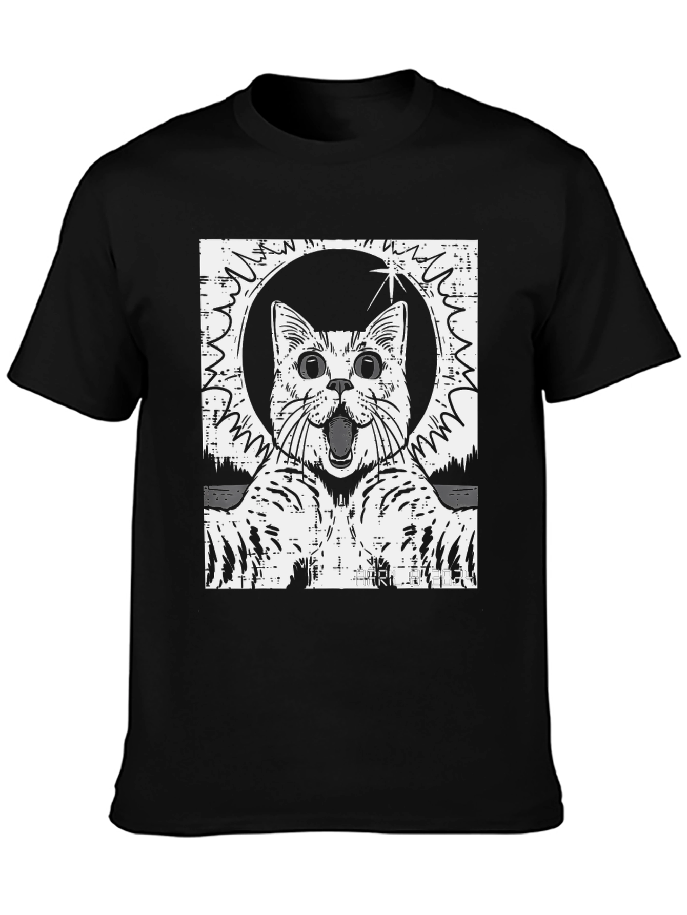 Cosmic Cat Graphic T-Shirt - Black