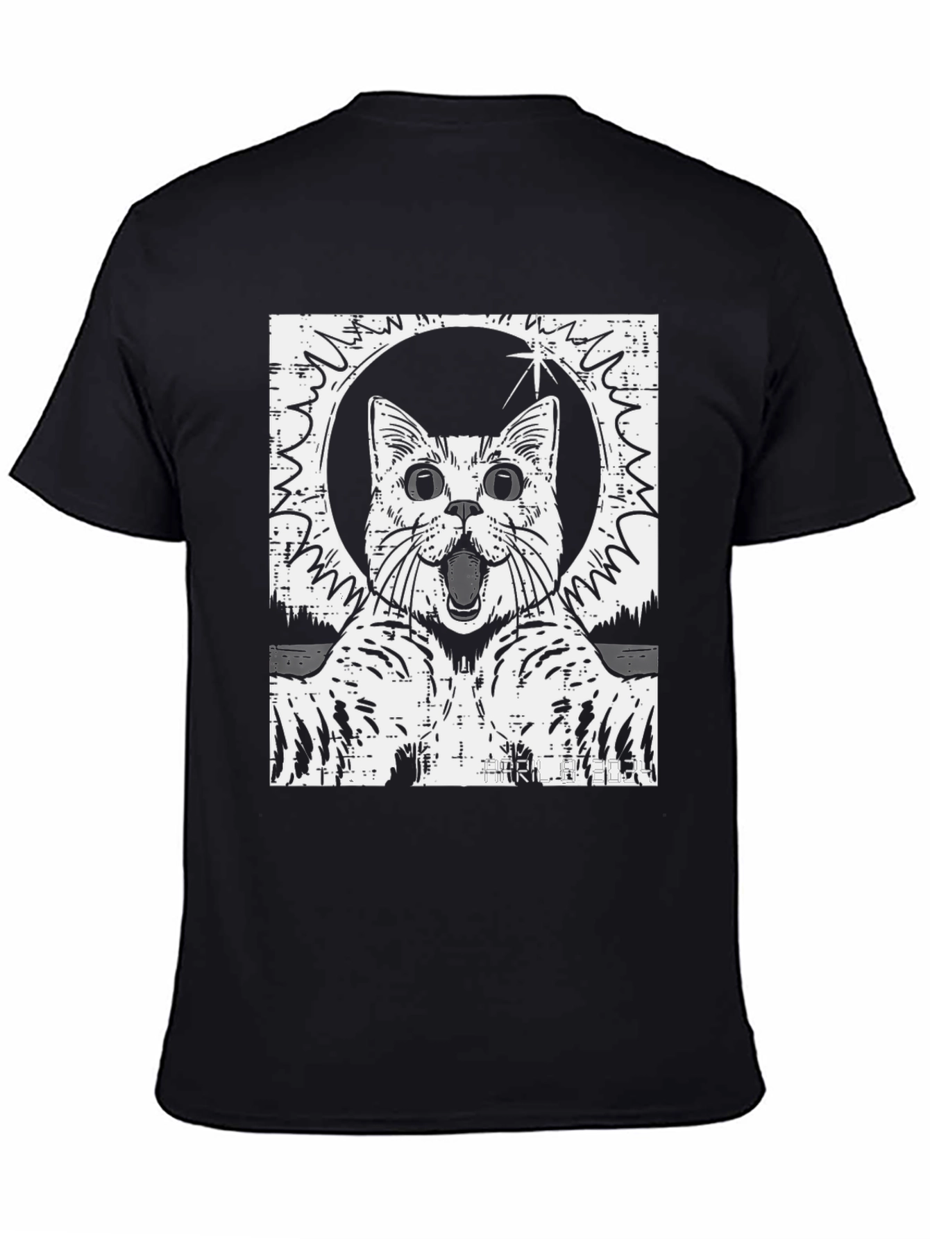 Cosmic Cat Graphic T-Shirt - Black