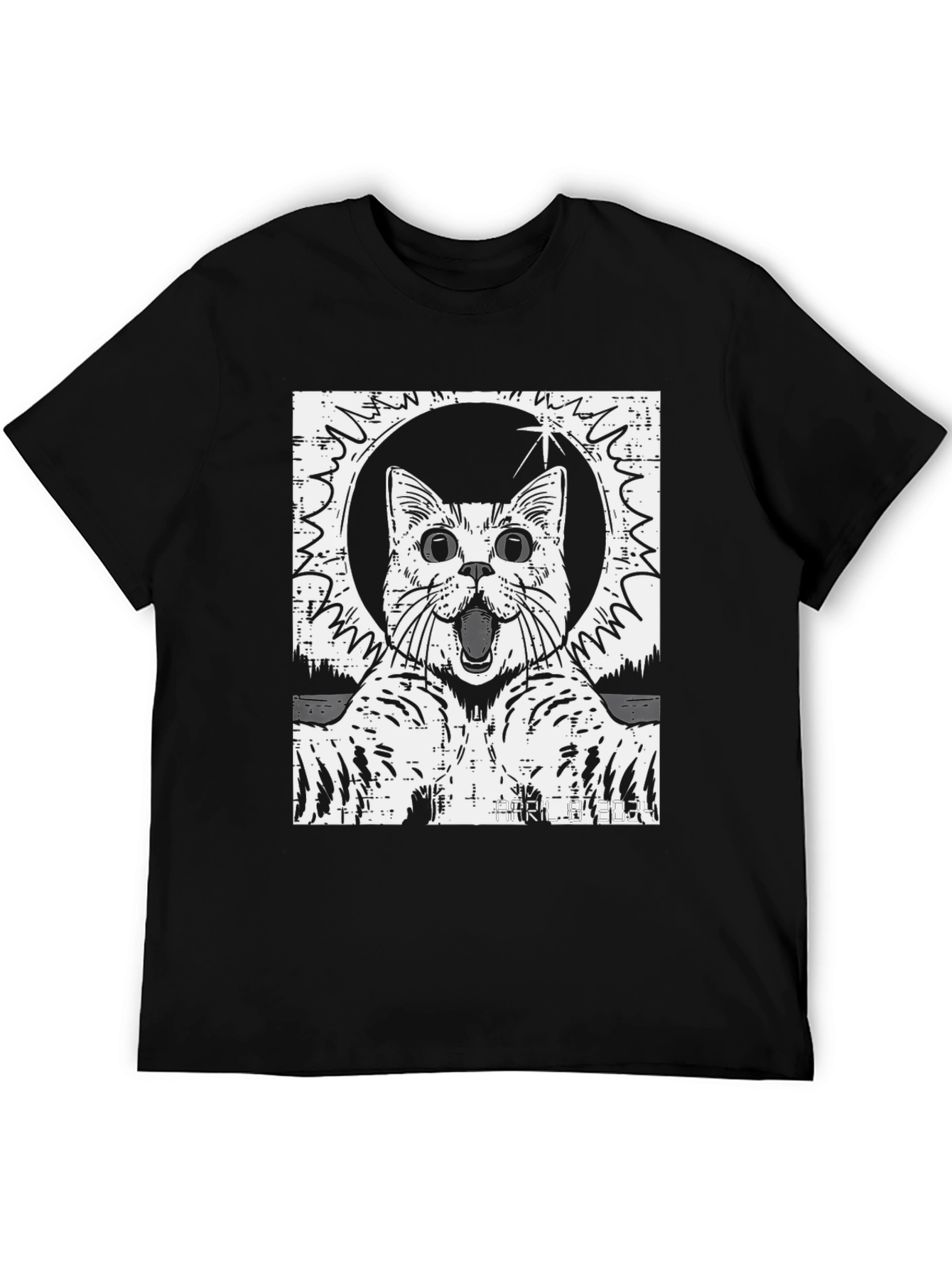Cosmic Cat Graphic T-Shirt - Black