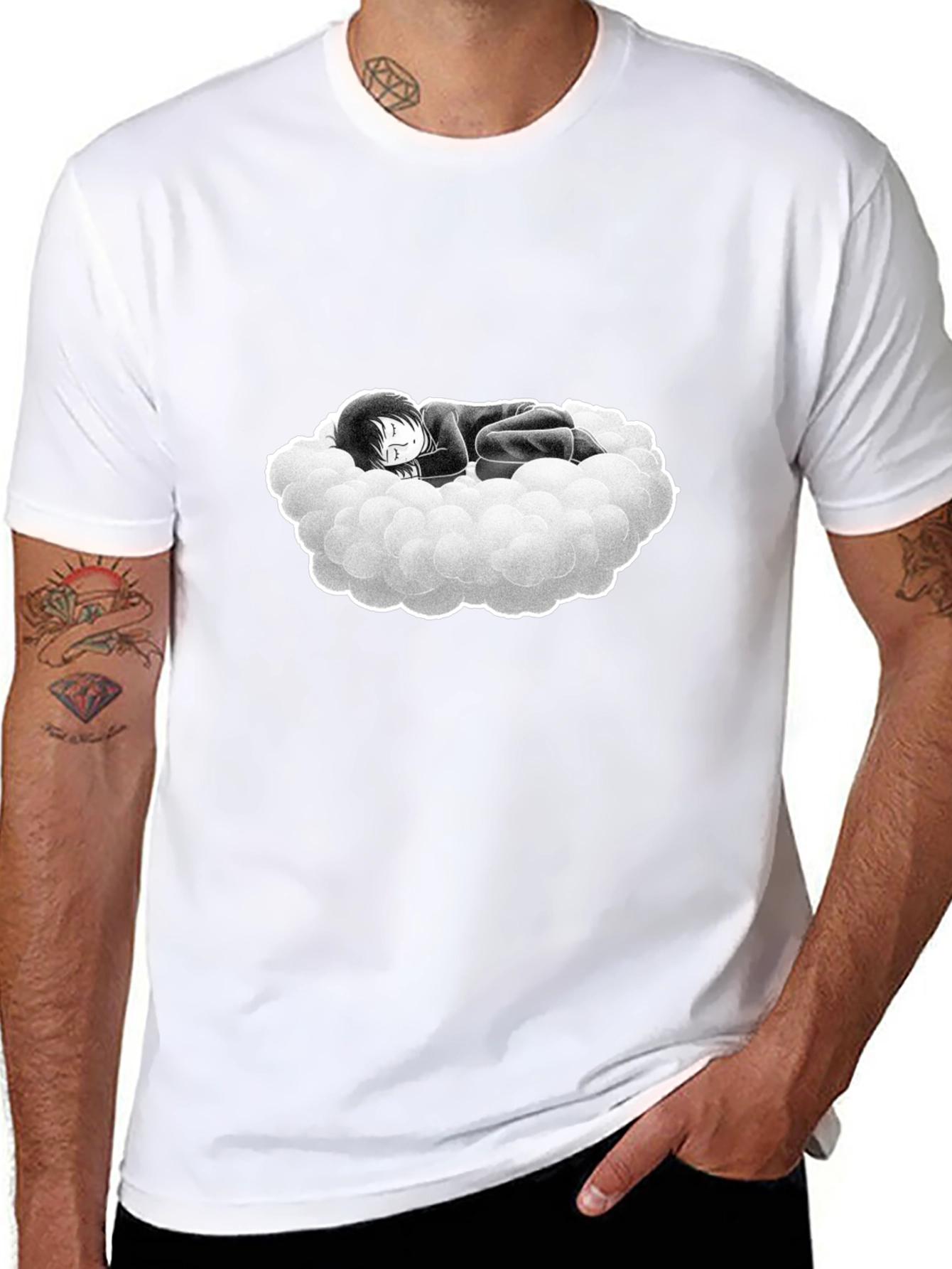 Dream Cloud Graphic Tee - Black Cotton Comfort