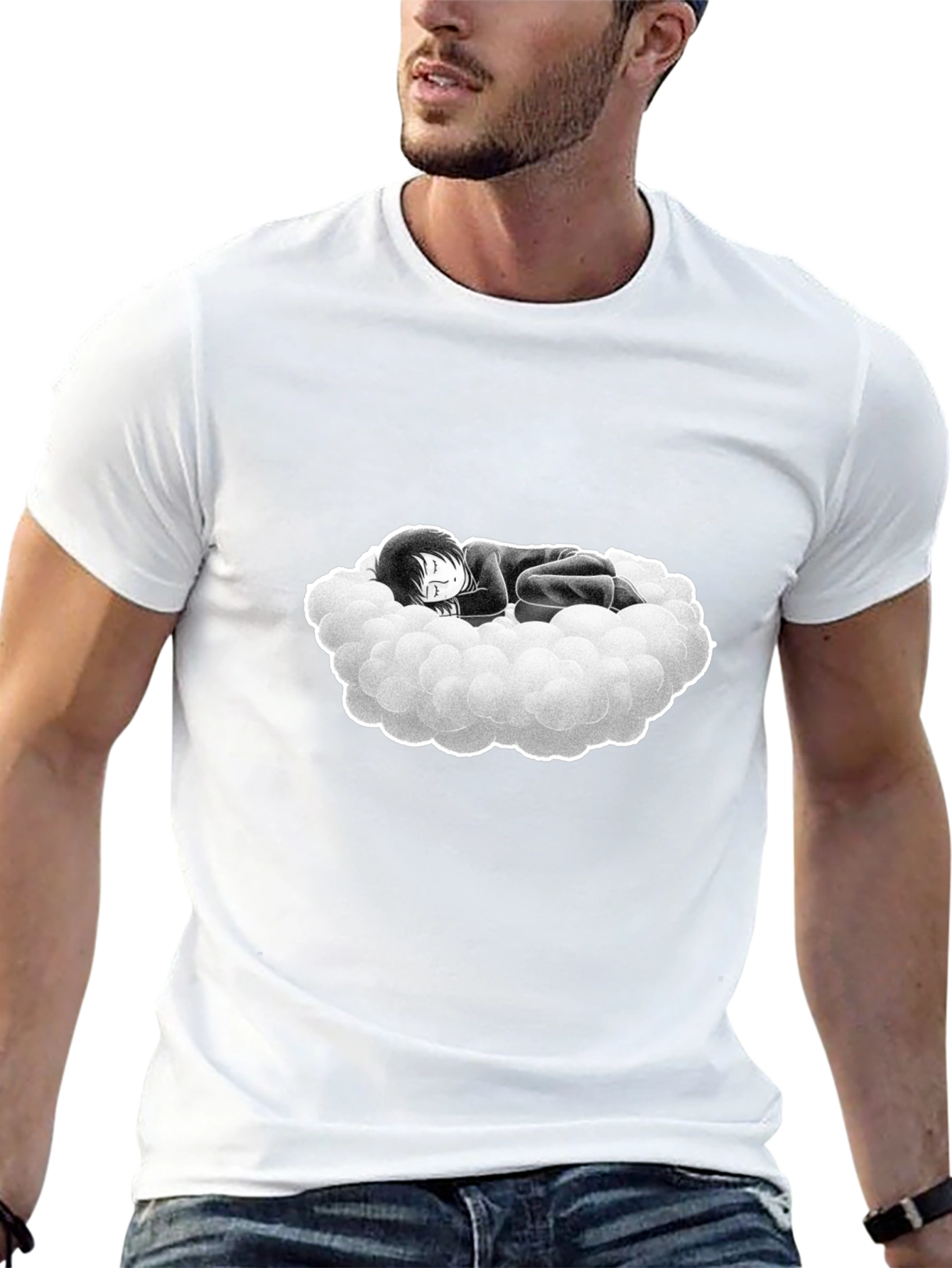 Dream Cloud Graphic Tee - Black Cotton Comfort