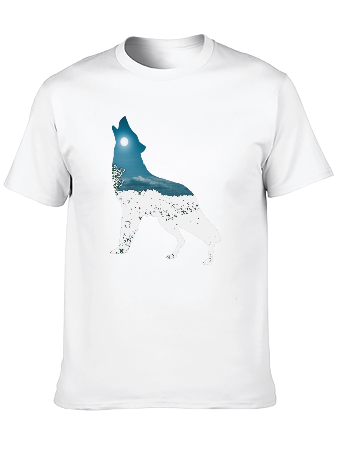 Wolf Howling Moon Graphic Tee - Black Cotton Blend
