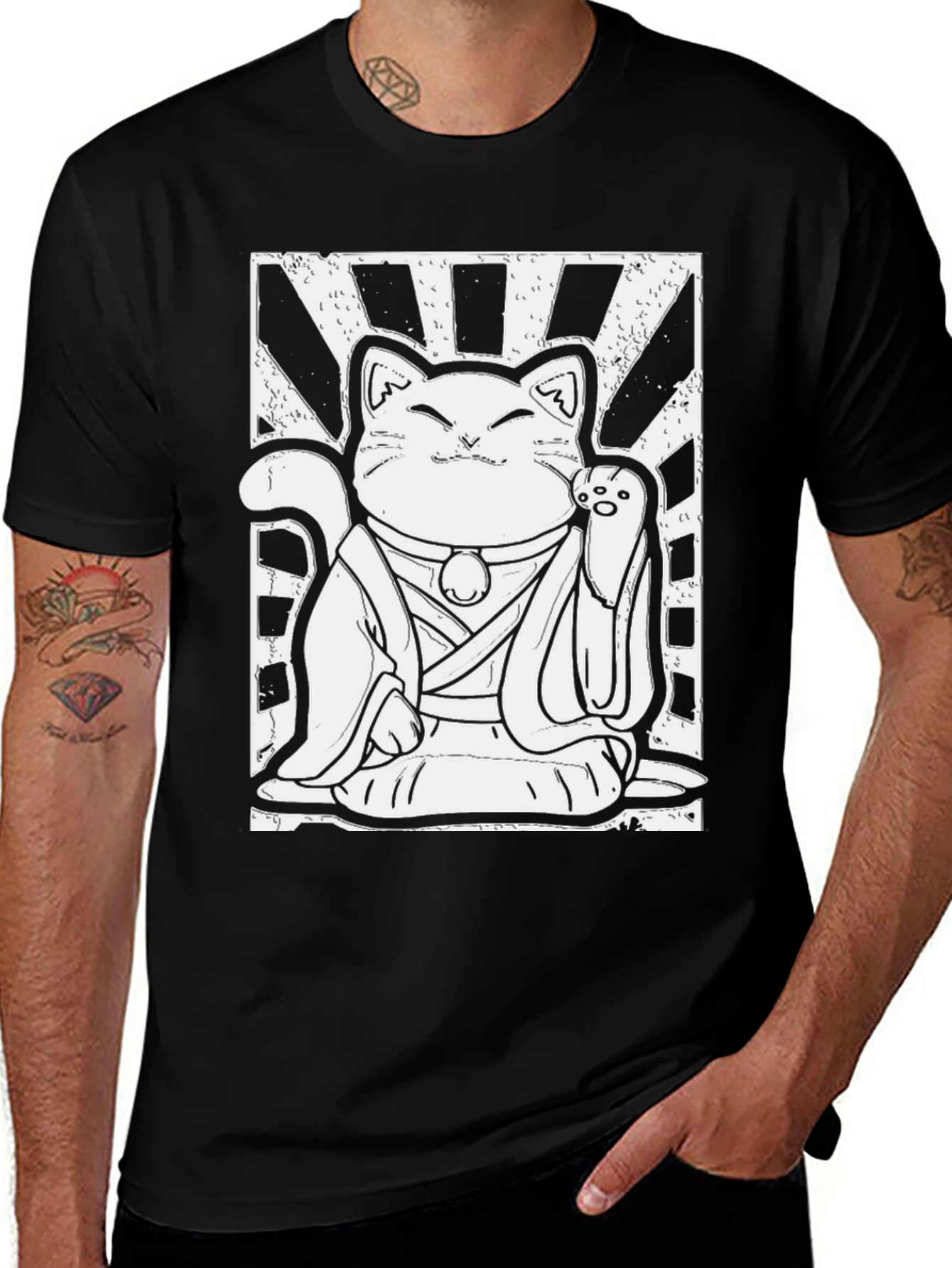 Lucky Cat Graphic Tee - Japanese Maneki Neko