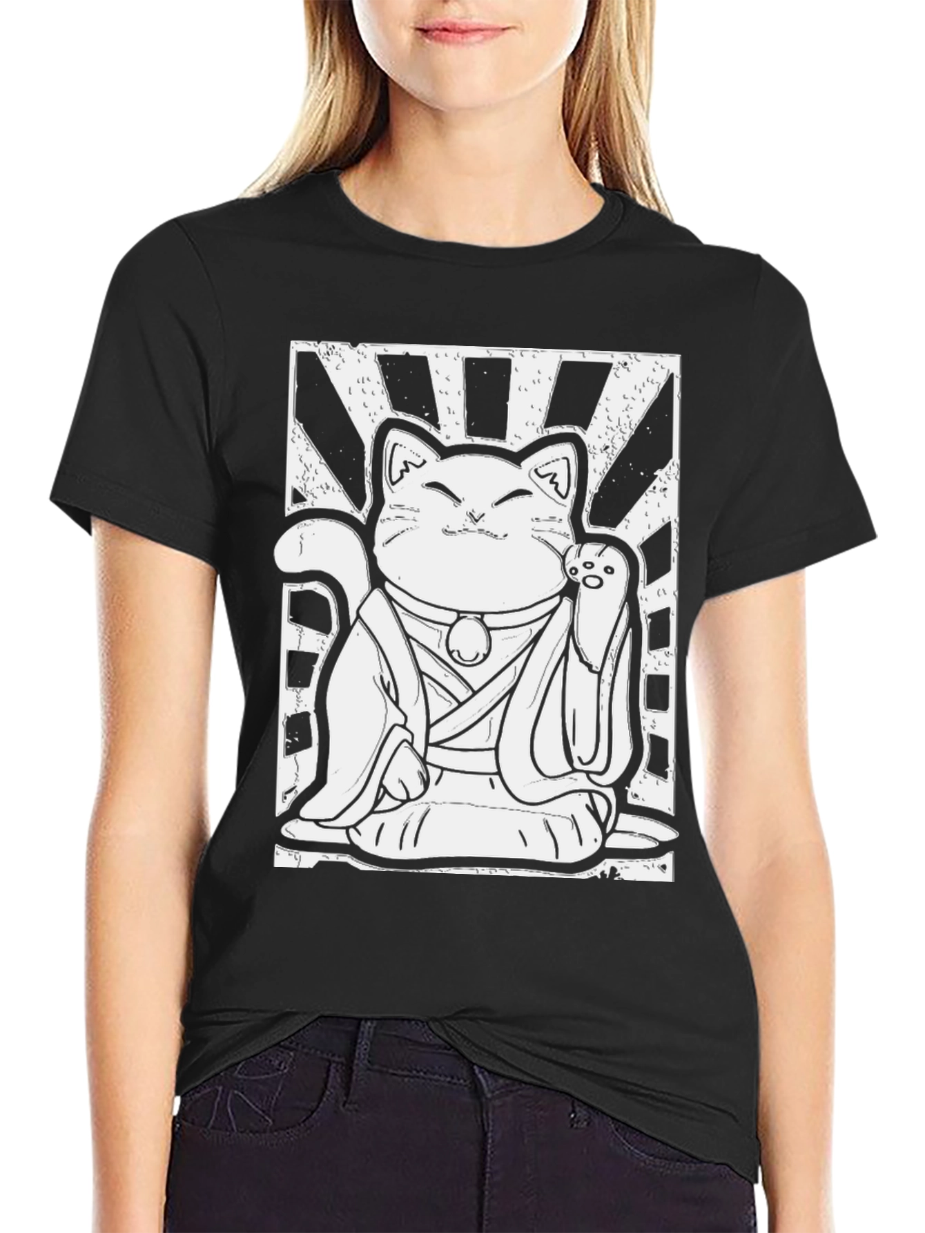 Lucky Cat Graphic Tee - Japanese Maneki Neko