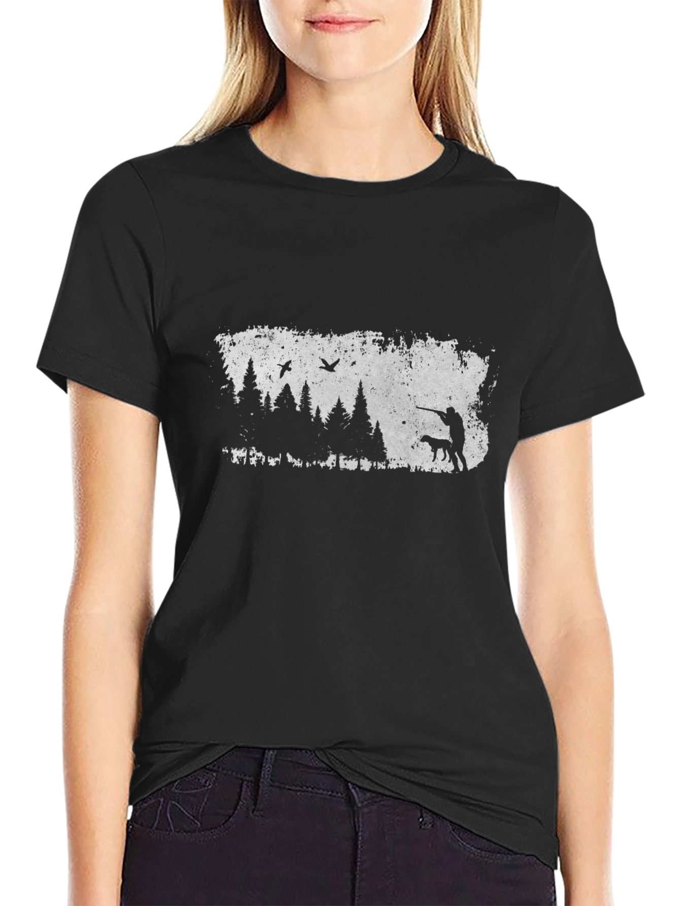 Hunting Scene Graphic Tee - Mens Black T-Shirt
