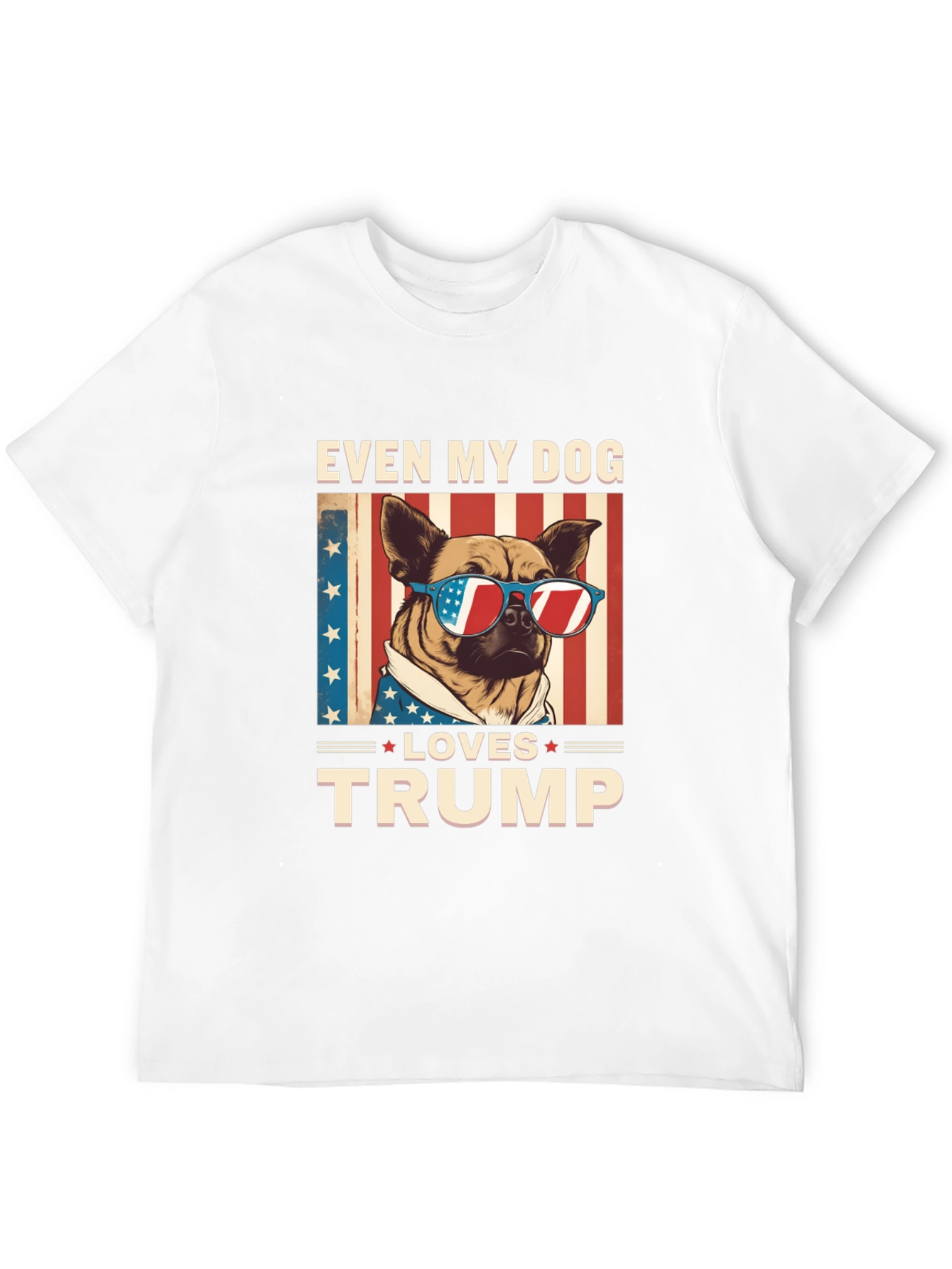 Even My Dog Loves Trump T-Shirt Patriotic American Flag