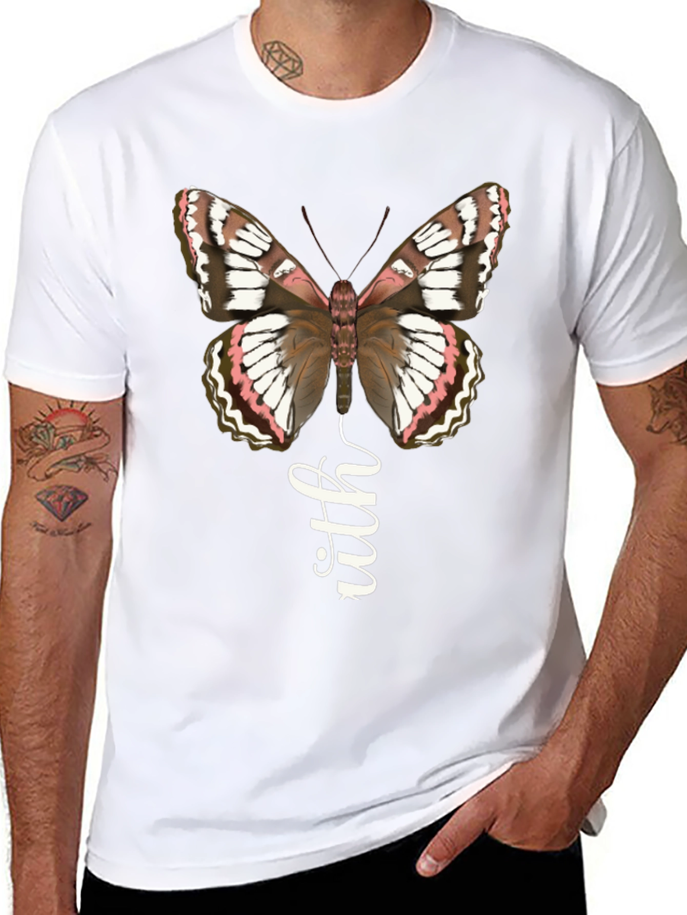 Butterfly Faith Graphic Tee - Stylish Black T-Shirt