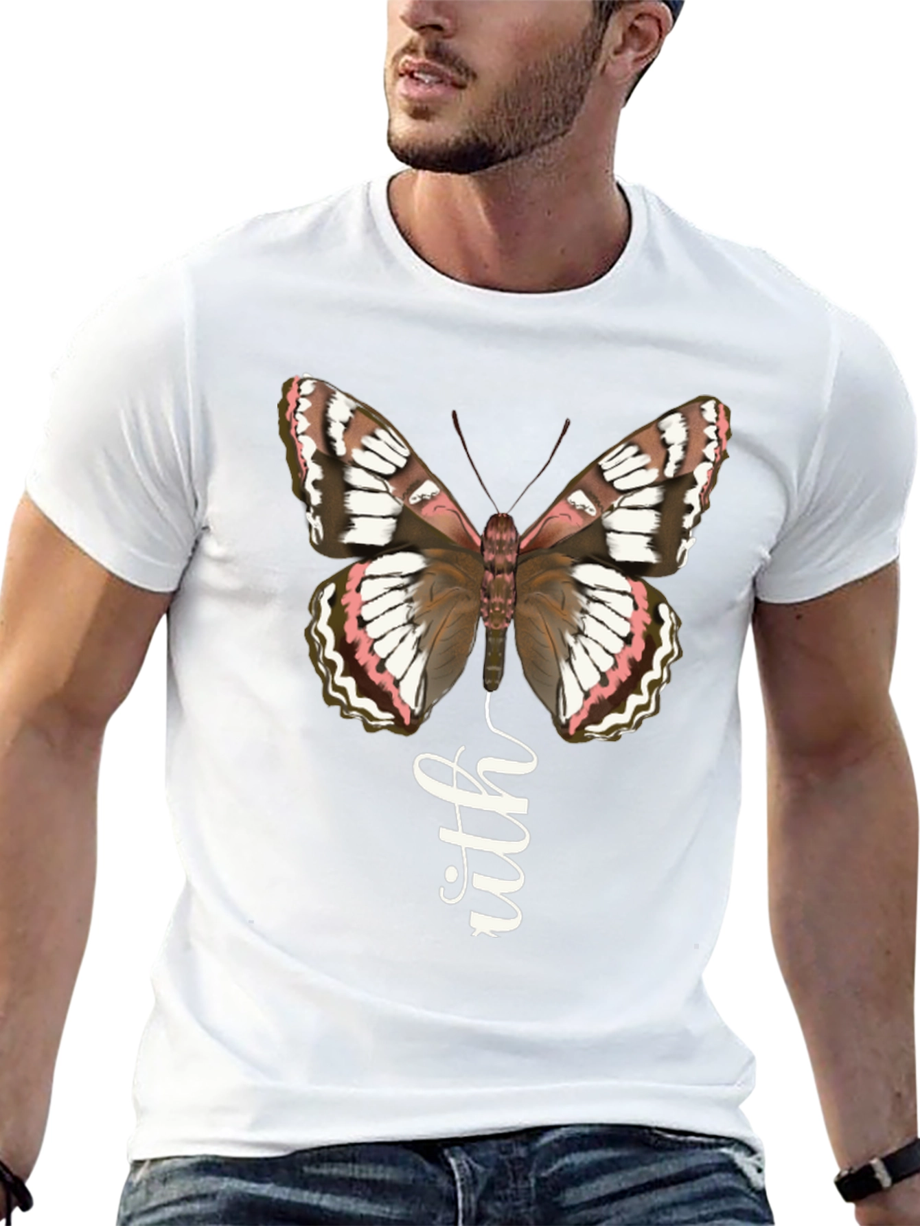 Butterfly Faith Graphic Tee - Stylish Black T-Shirt
