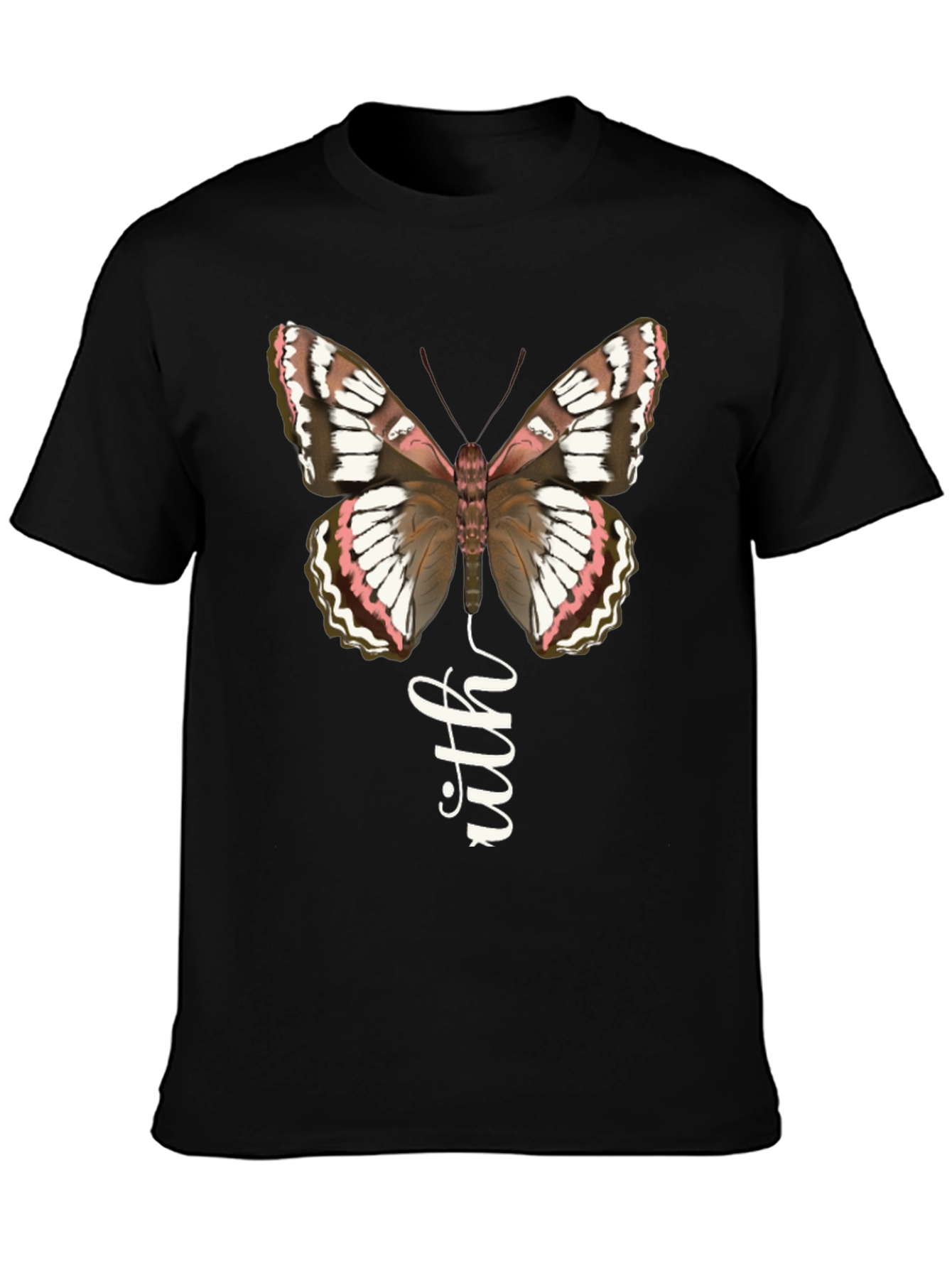 Butterfly Faith Graphic Tee - Stylish Black T-Shirt