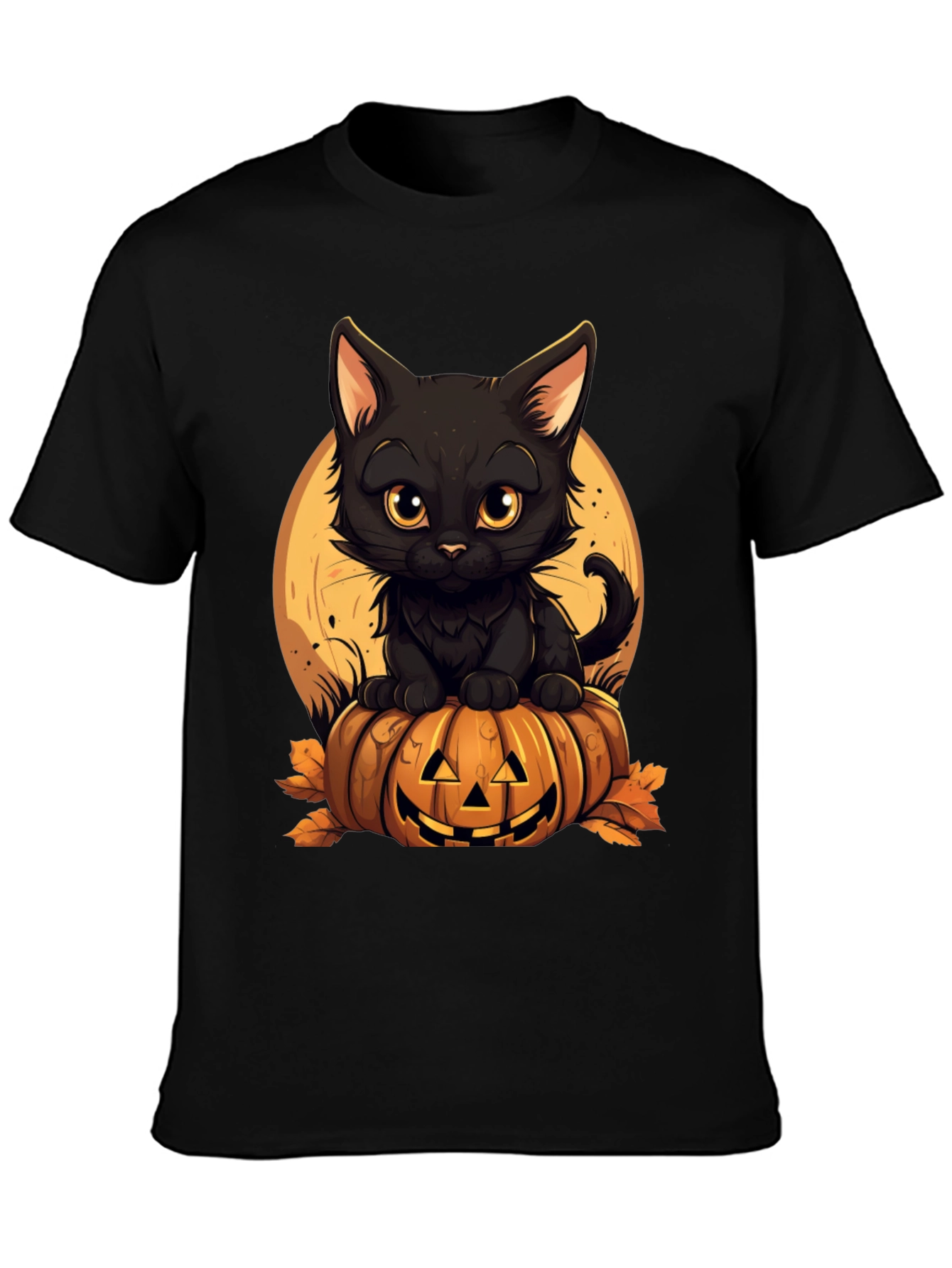 Halloween Black Cat Pumpkin T-Shirt