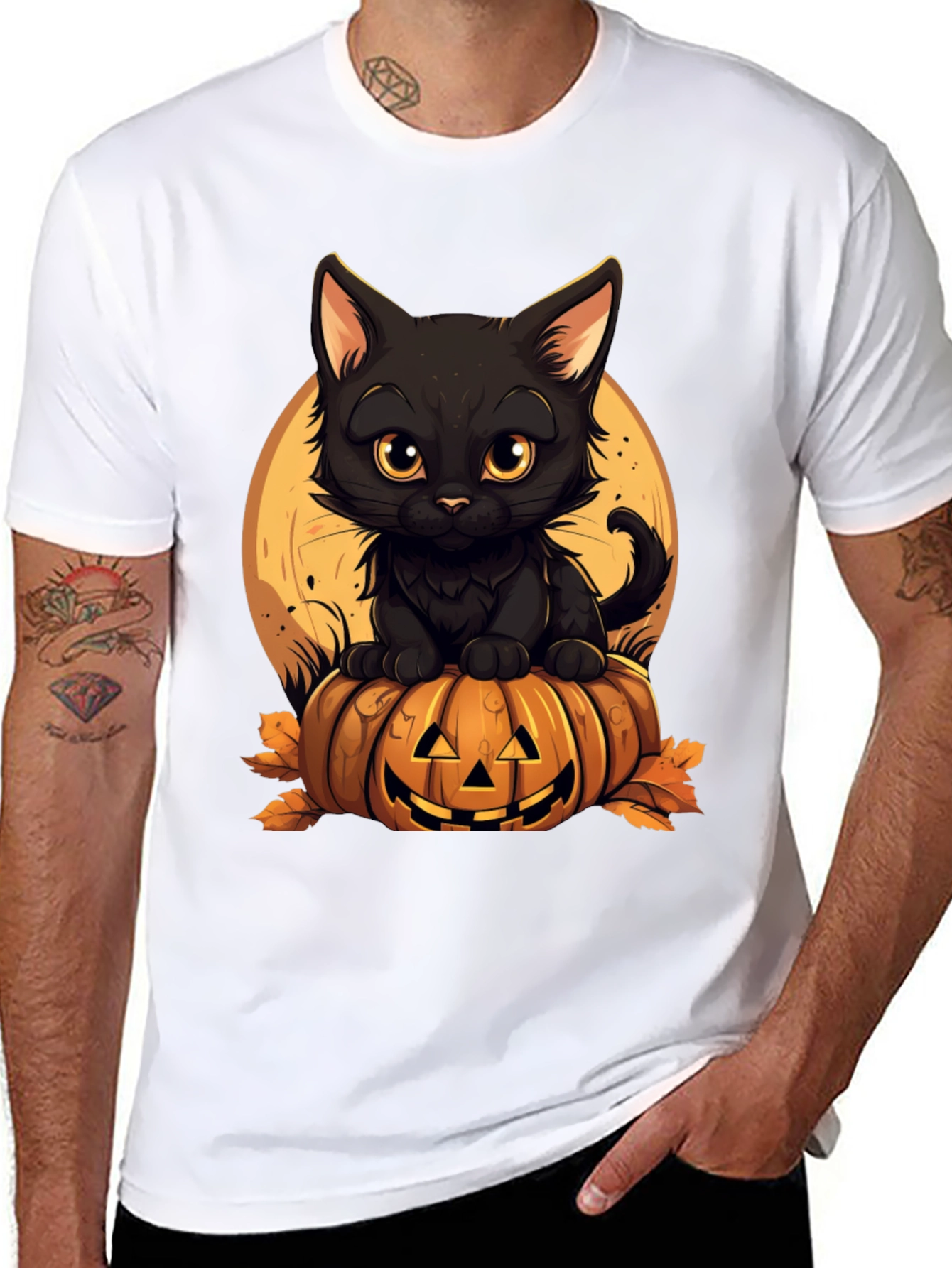 Halloween Black Cat Pumpkin T-Shirt
