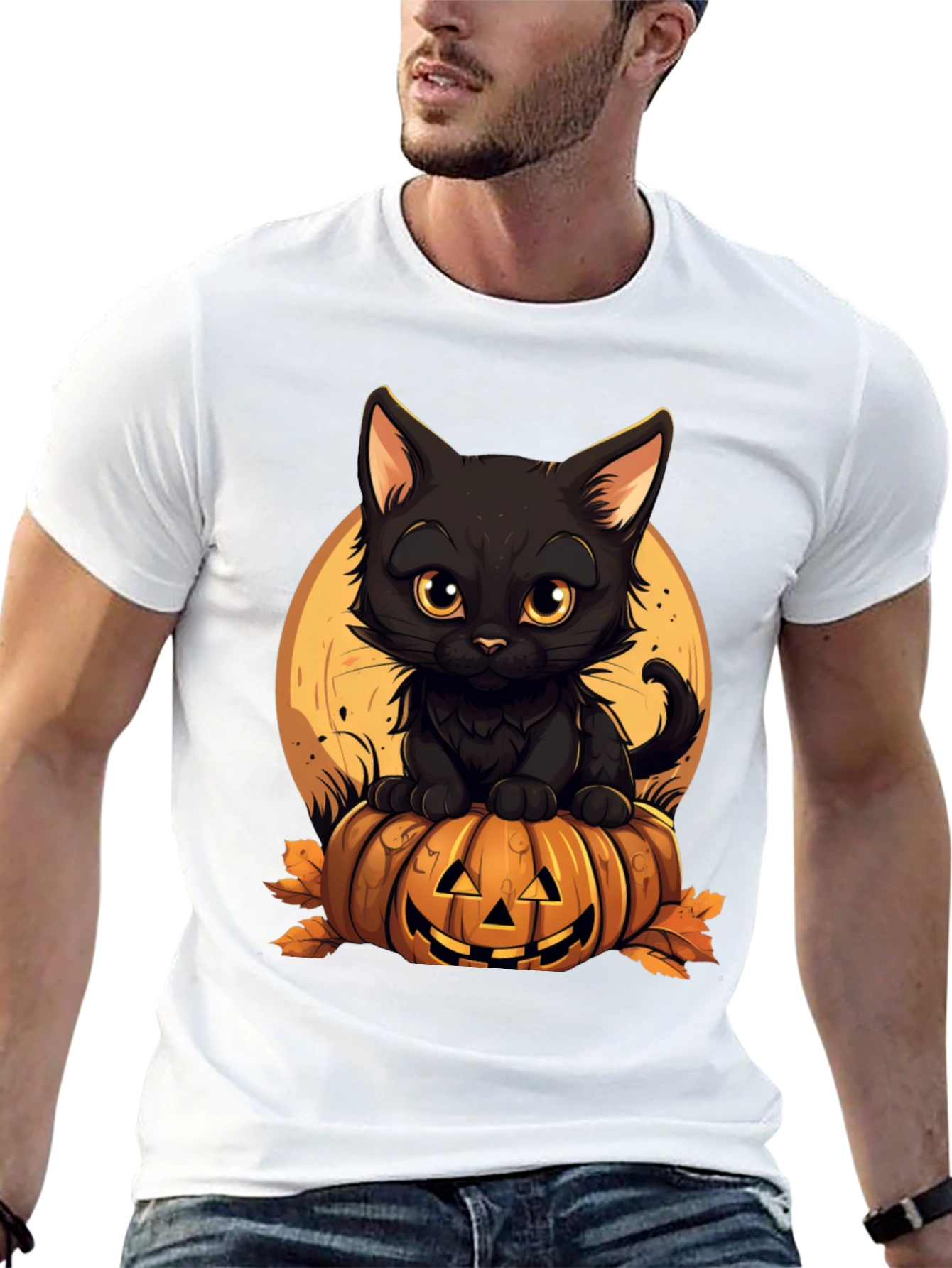 Halloween Black Cat Pumpkin T-Shirt