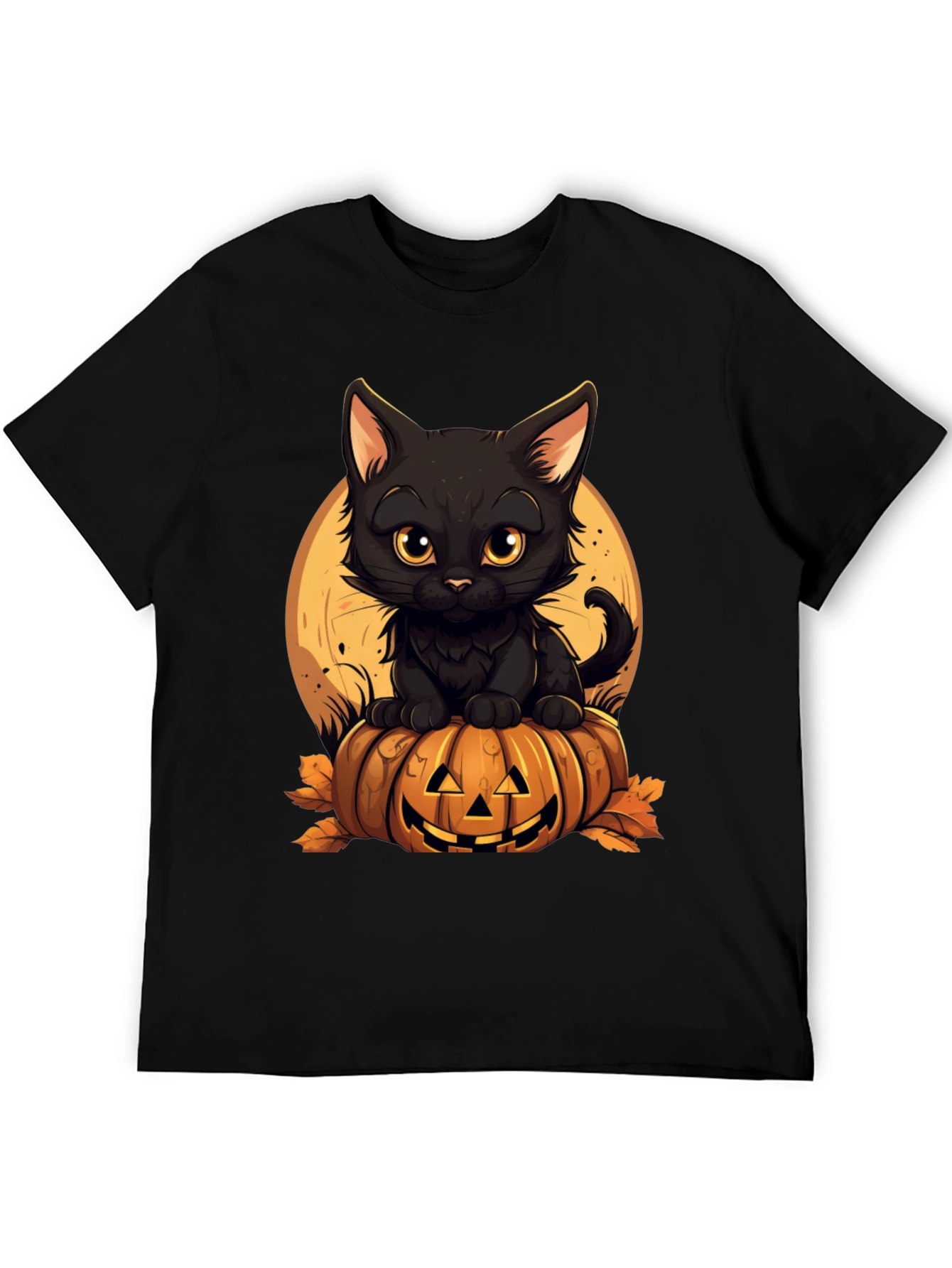 Halloween Black Cat Pumpkin T-Shirt