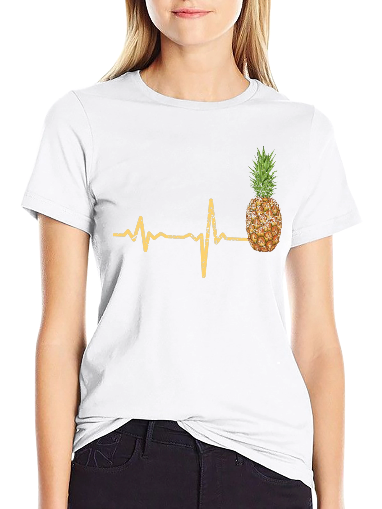 Pineapple Heartbeat Graphic Tee - Black