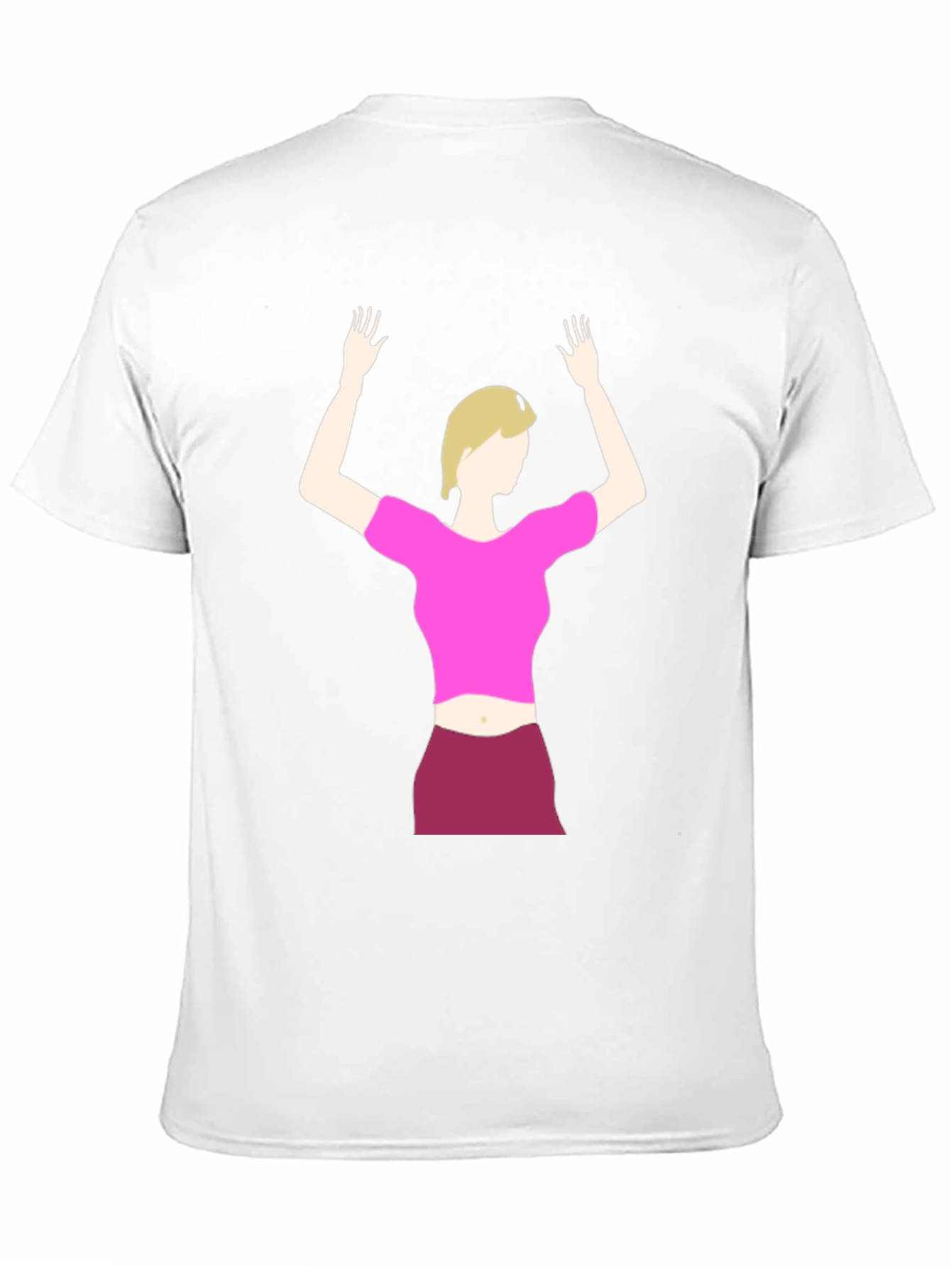 Illustrated Woman on Black T-Shirt