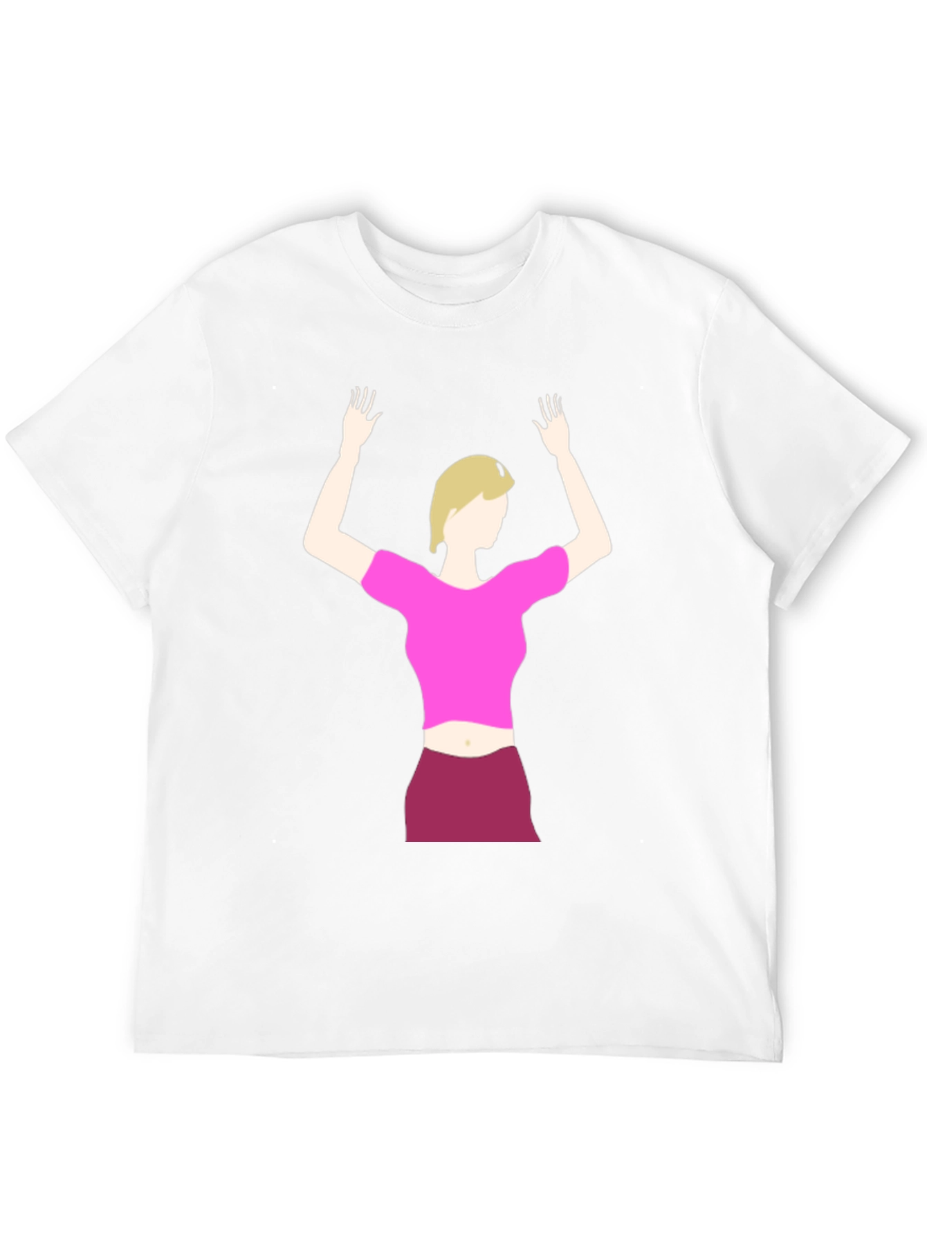 Illustrated Woman on Black T-Shirt