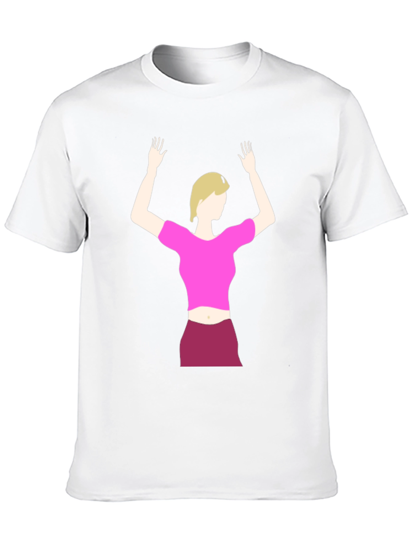 Illustrated Woman on Black T-Shirt