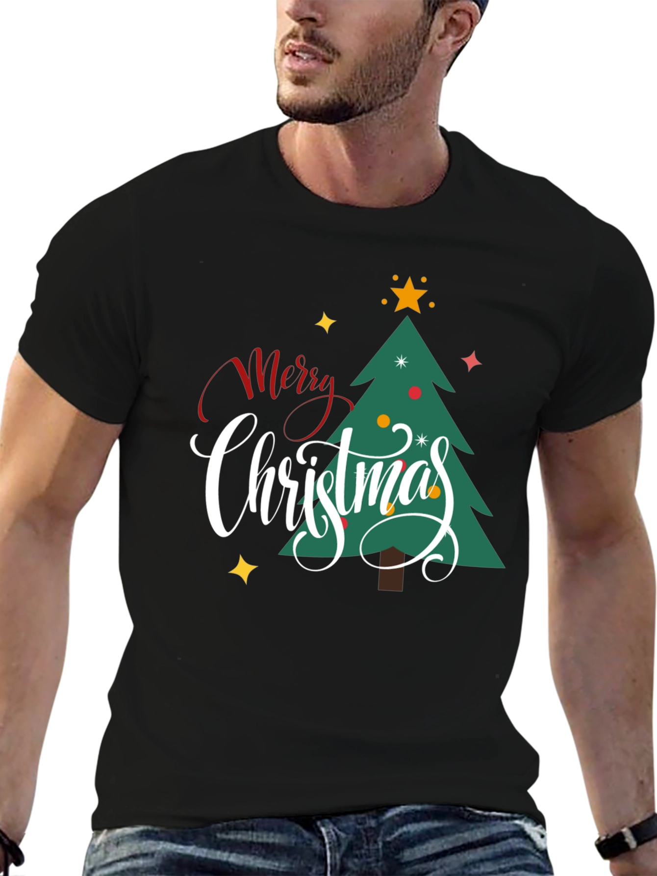 Merry Christmas Tree Graphic Tee - Holiday Cheer