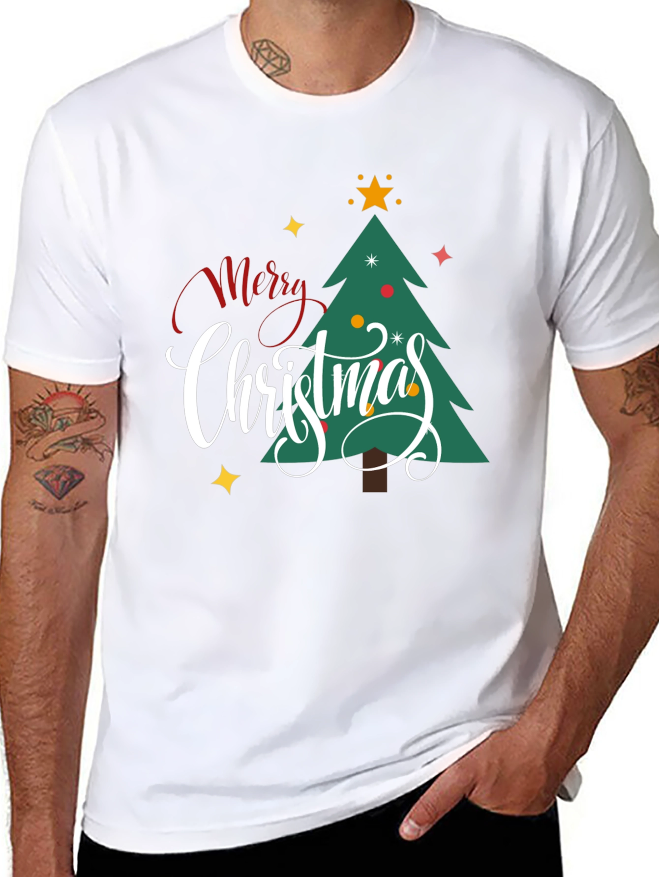 Merry Christmas Tree Graphic Tee - Holiday Cheer