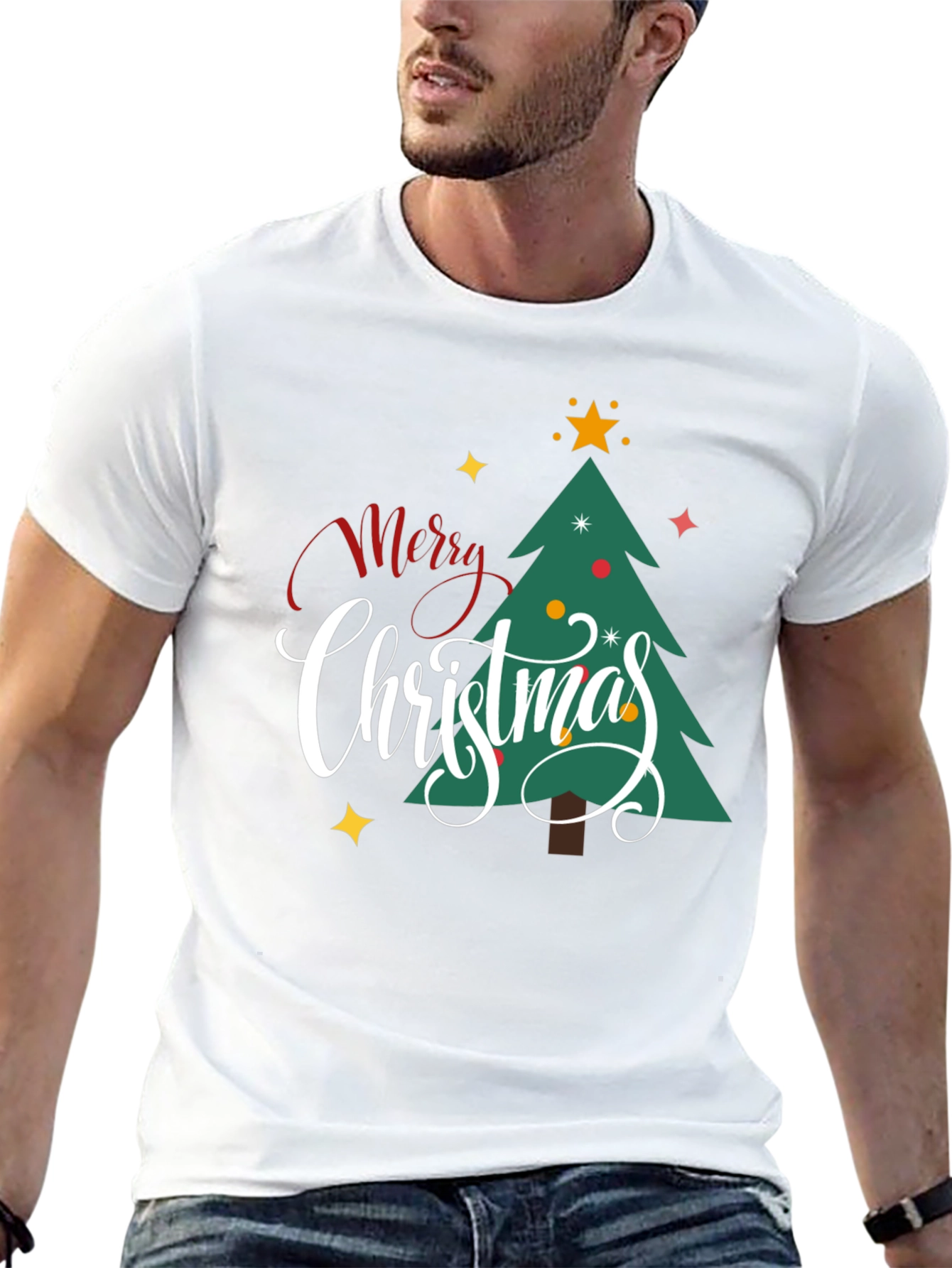Merry Christmas Tree Graphic Tee - Holiday Cheer