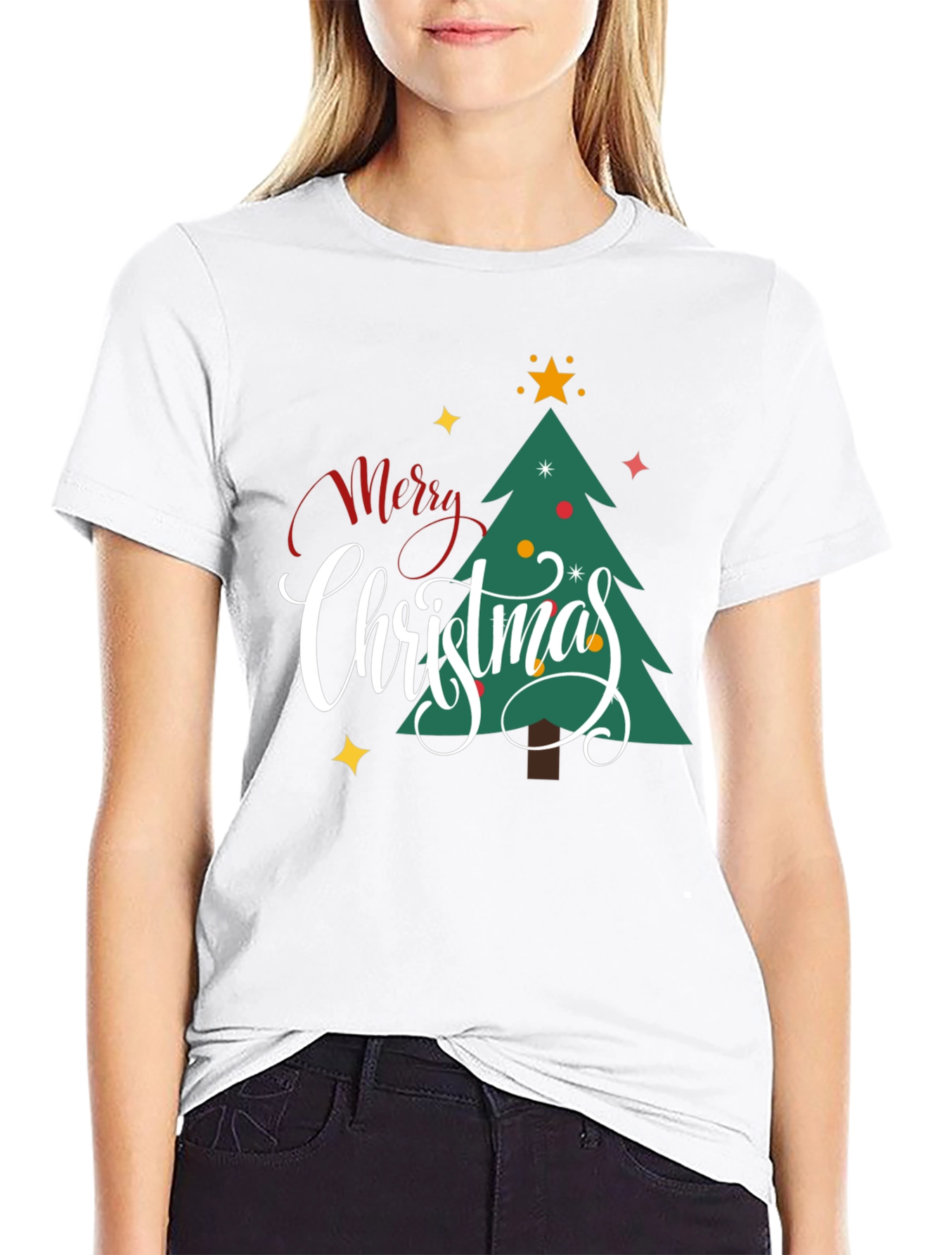 Merry Christmas Tree Graphic Tee - Holiday Cheer