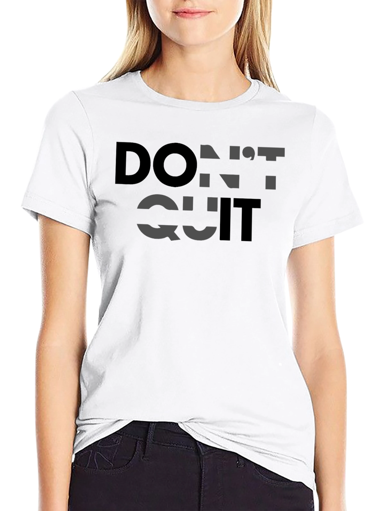 Motivational Dont Quit T-Shirt - Black Cotton Graphic Tee