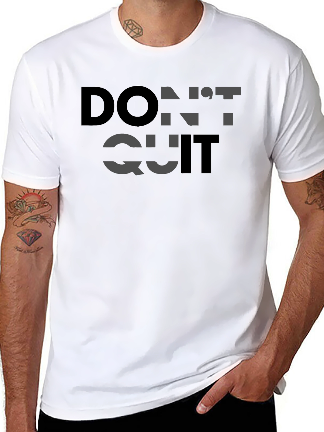 Motivational Dont Quit T-Shirt - Black Cotton Graphic Tee