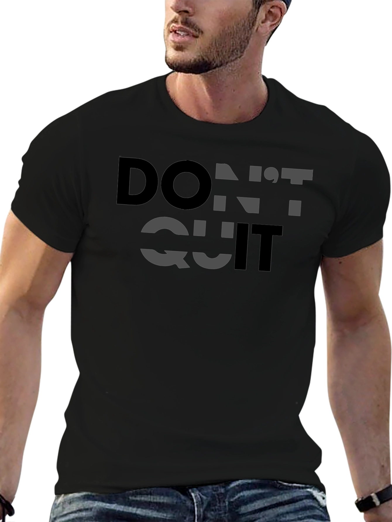 Motivational Dont Quit T-Shirt - Black Cotton Graphic Tee