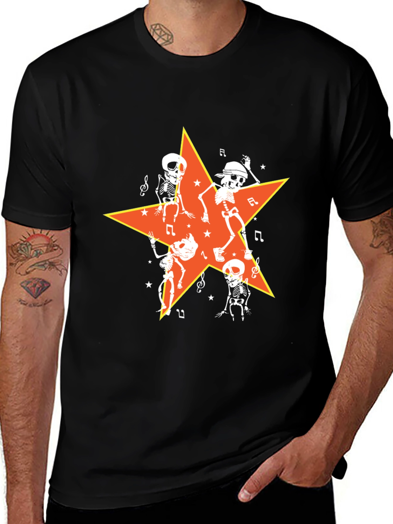 Dancing Skeletons Star Graphic Tee - Halloween Ready!
