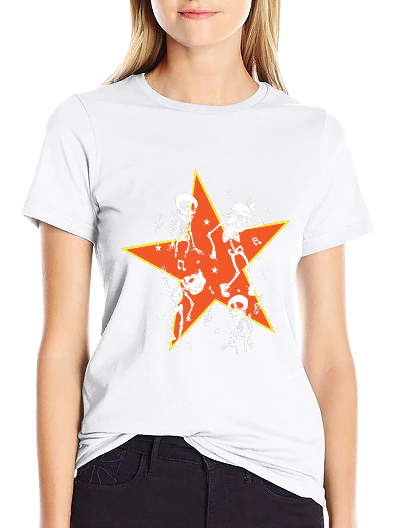 Dancing Skeletons Star Graphic Tee - Halloween Ready!