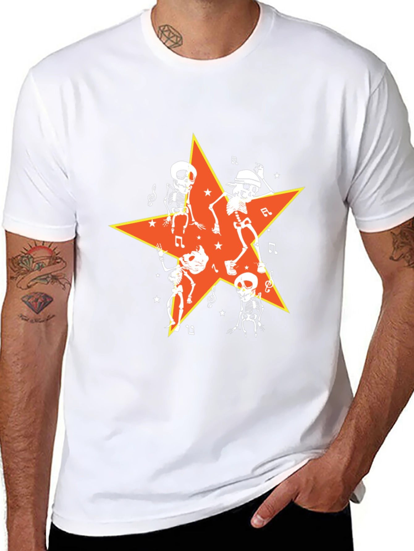 Dancing Skeletons Star Graphic Tee - Halloween Ready!