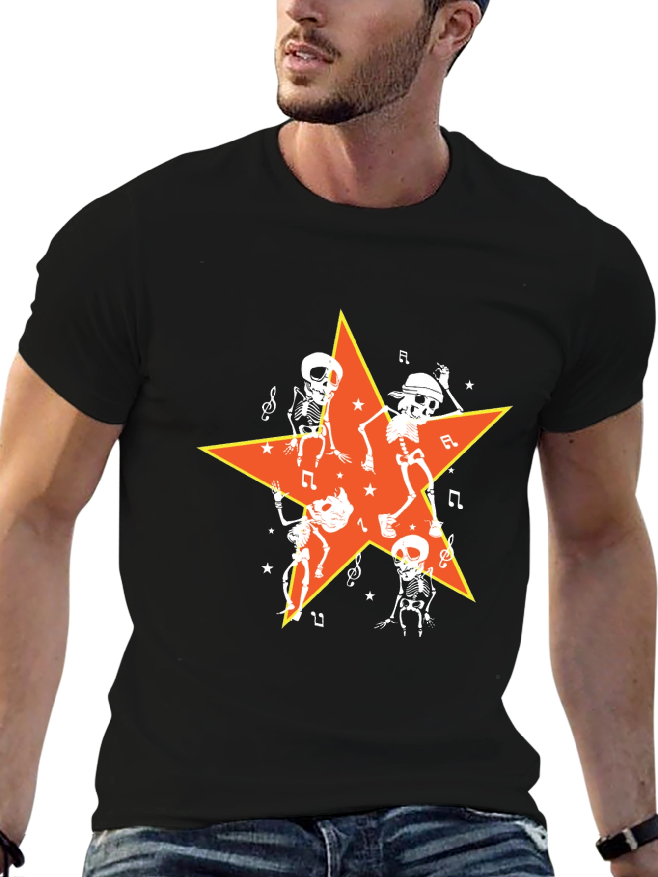 Dancing Skeletons Star Graphic Tee - Halloween Ready!