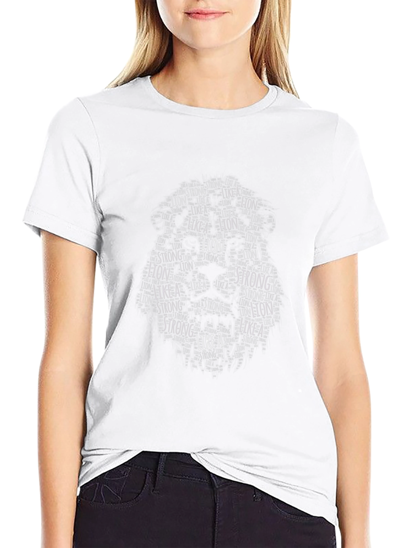 Lion Word Art Graphic Tee - Black