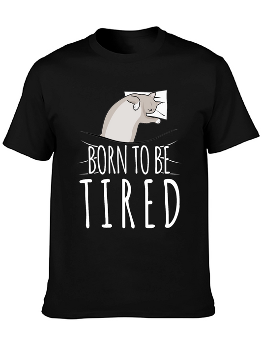 Born to be Tired Cat Graphic T-Shirt