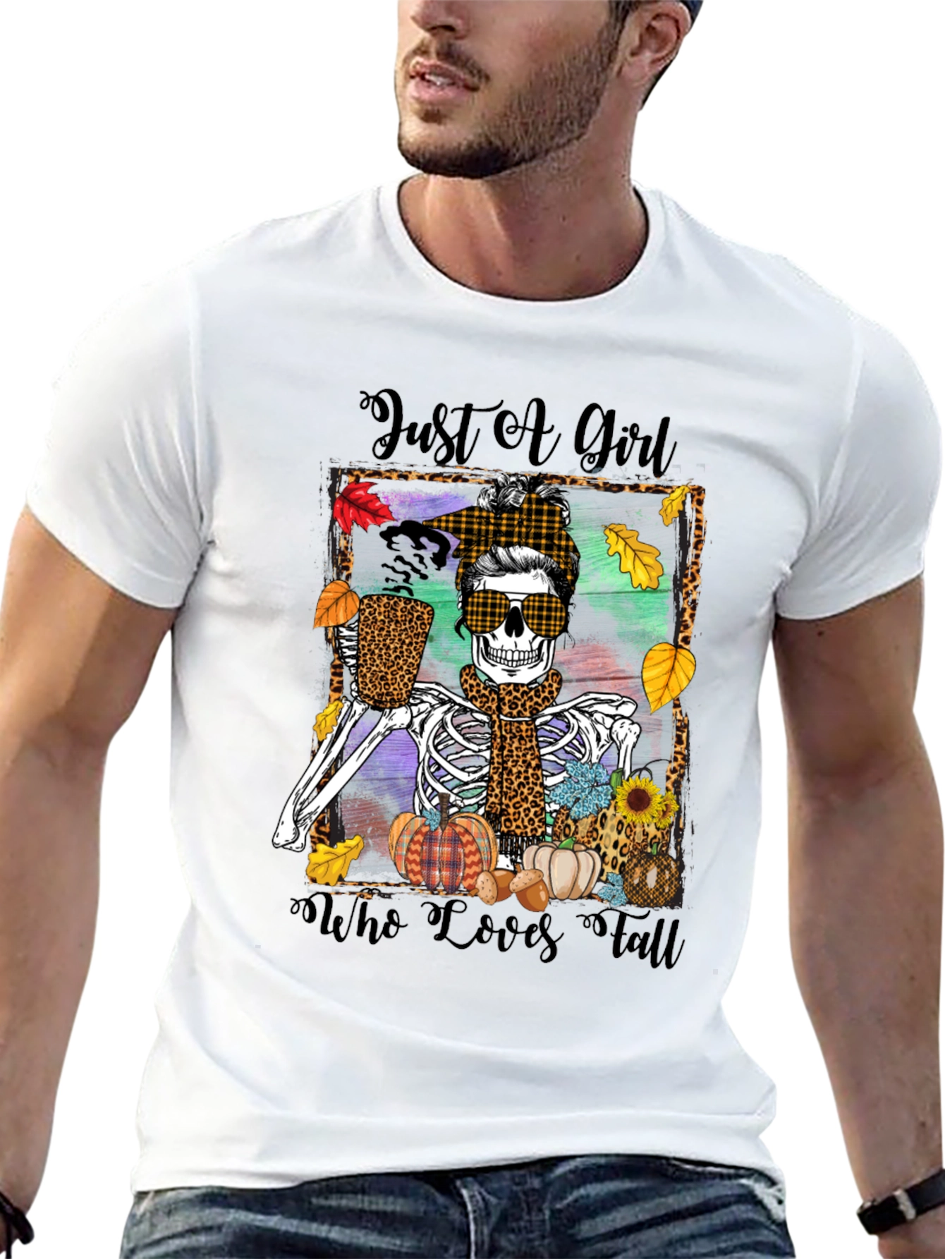 Just a Girl Who Loves Fall Skeleton T-Shirt