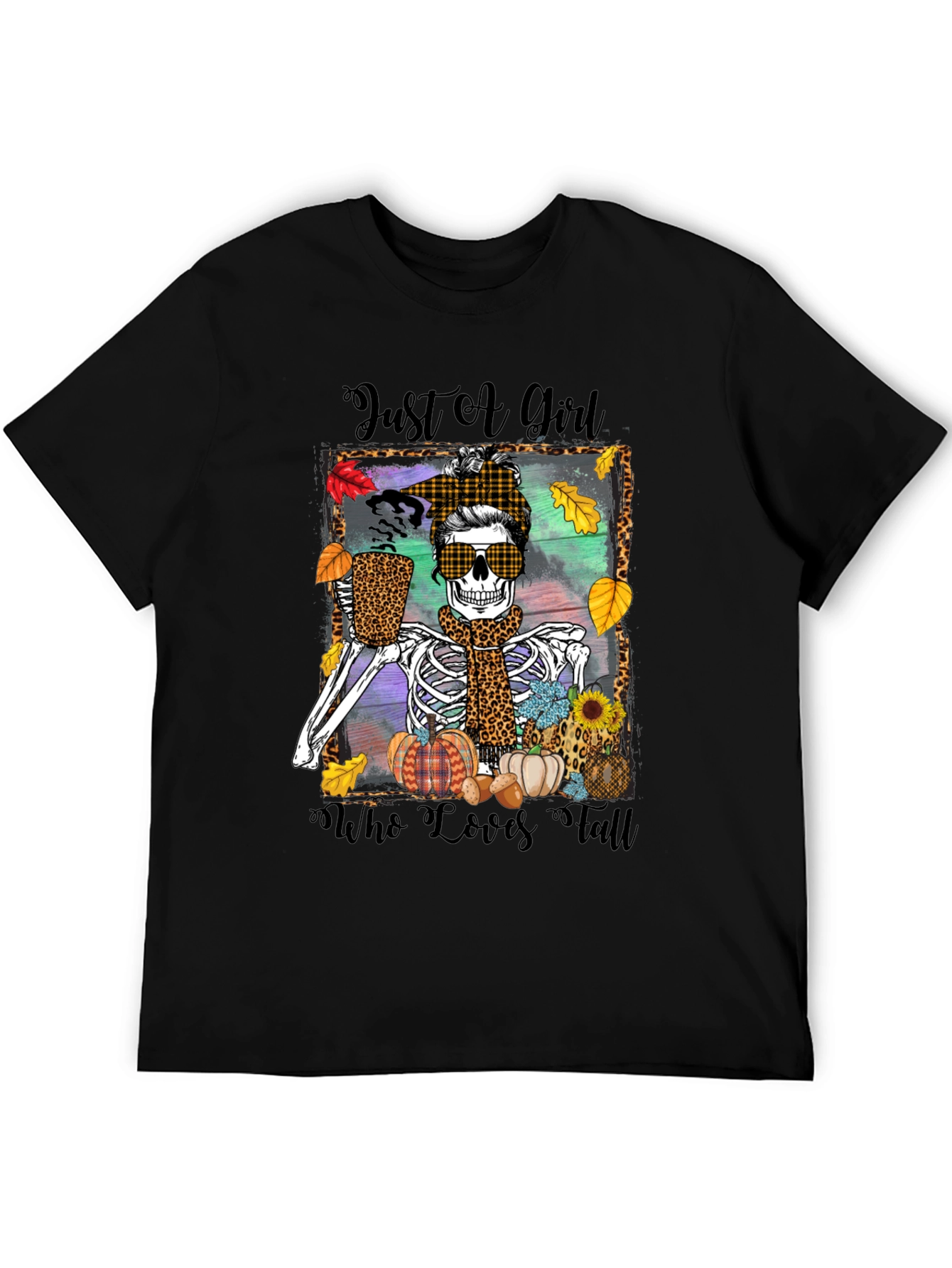 Just a Girl Who Loves Fall Skeleton T-Shirt
