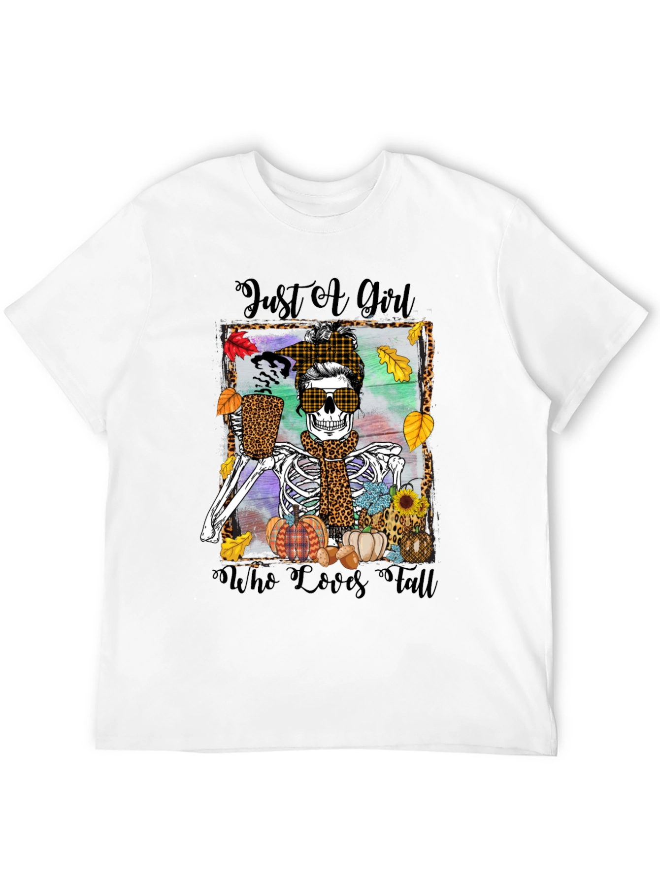 Just a Girl Who Loves Fall Skeleton T-Shirt
