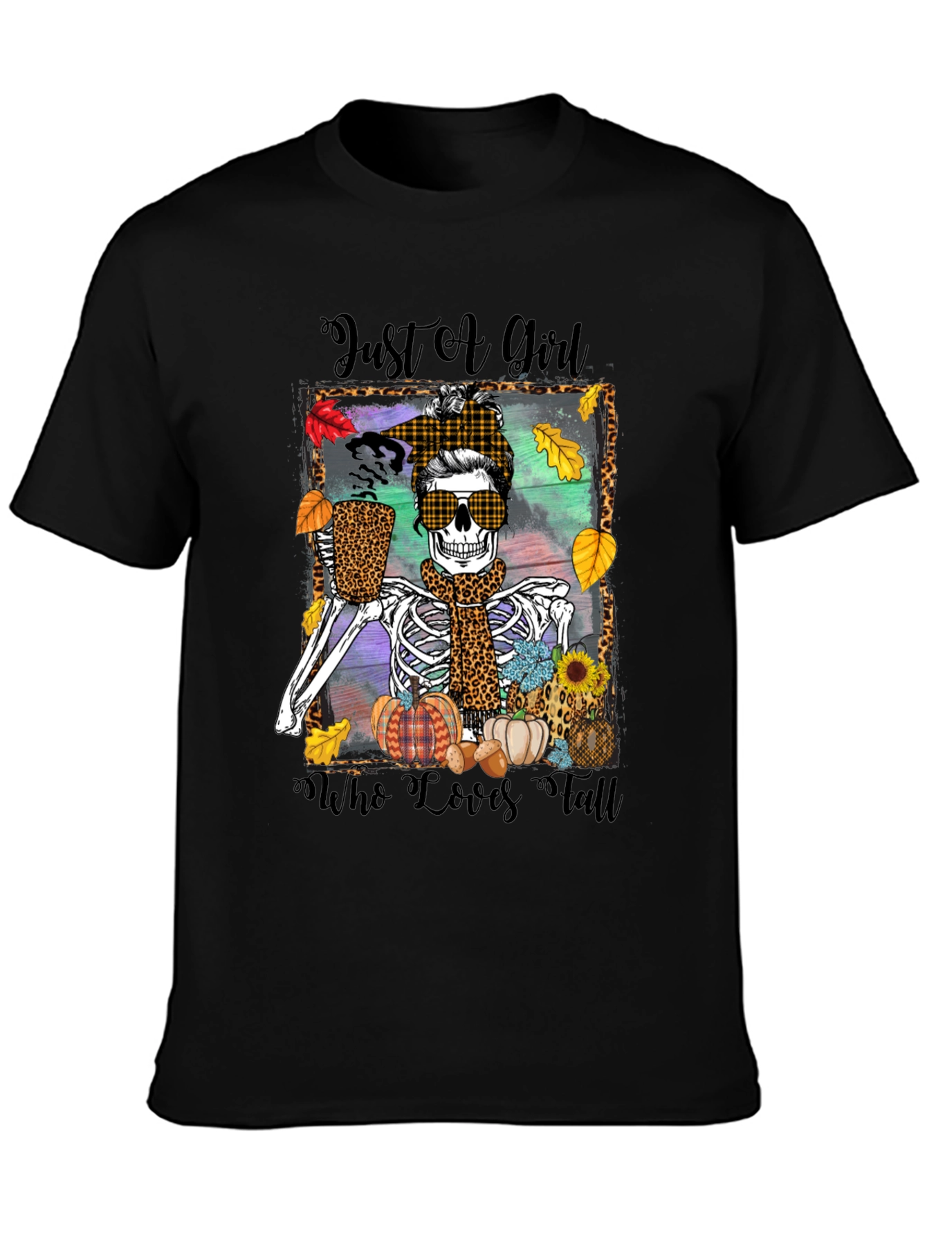 Just a Girl Who Loves Fall Skeleton T-Shirt