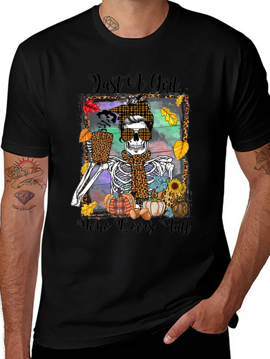 Just a Girl Who Loves Fall Skeleton T-Shirt