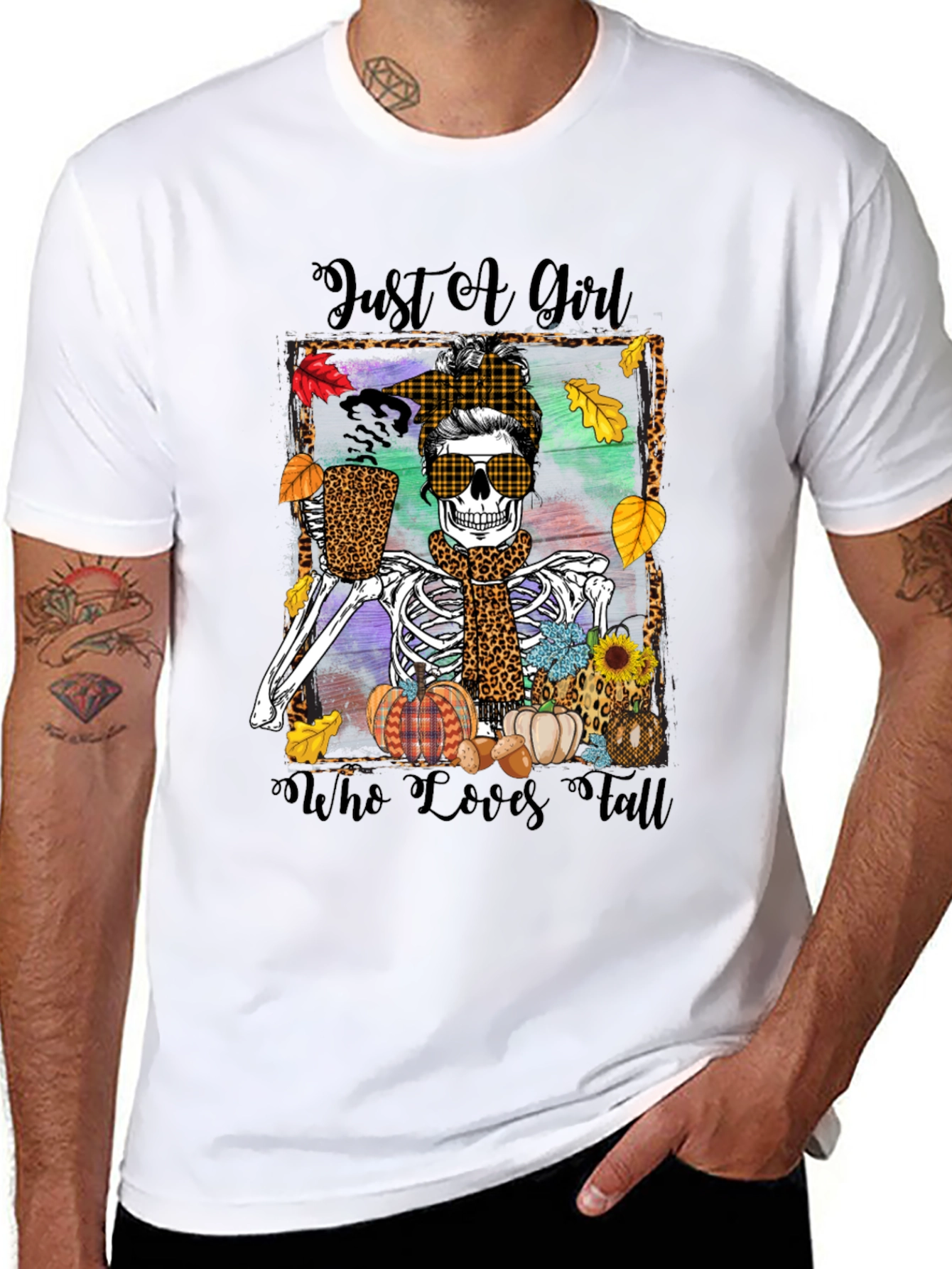 Just a Girl Who Loves Fall Skeleton T-Shirt