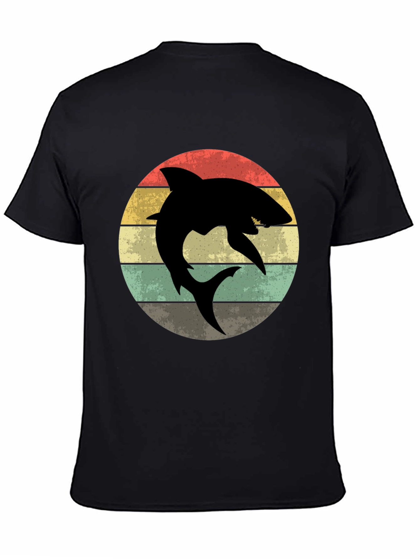 Retro Shark Graphic T-Shirt - Mens Black Tee