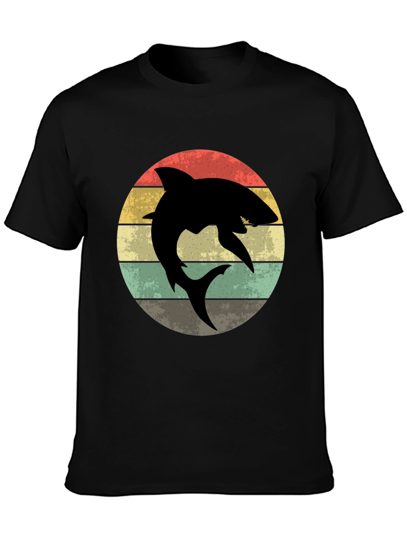 Retro Shark Graphic T-Shirt - Mens Black Tee
