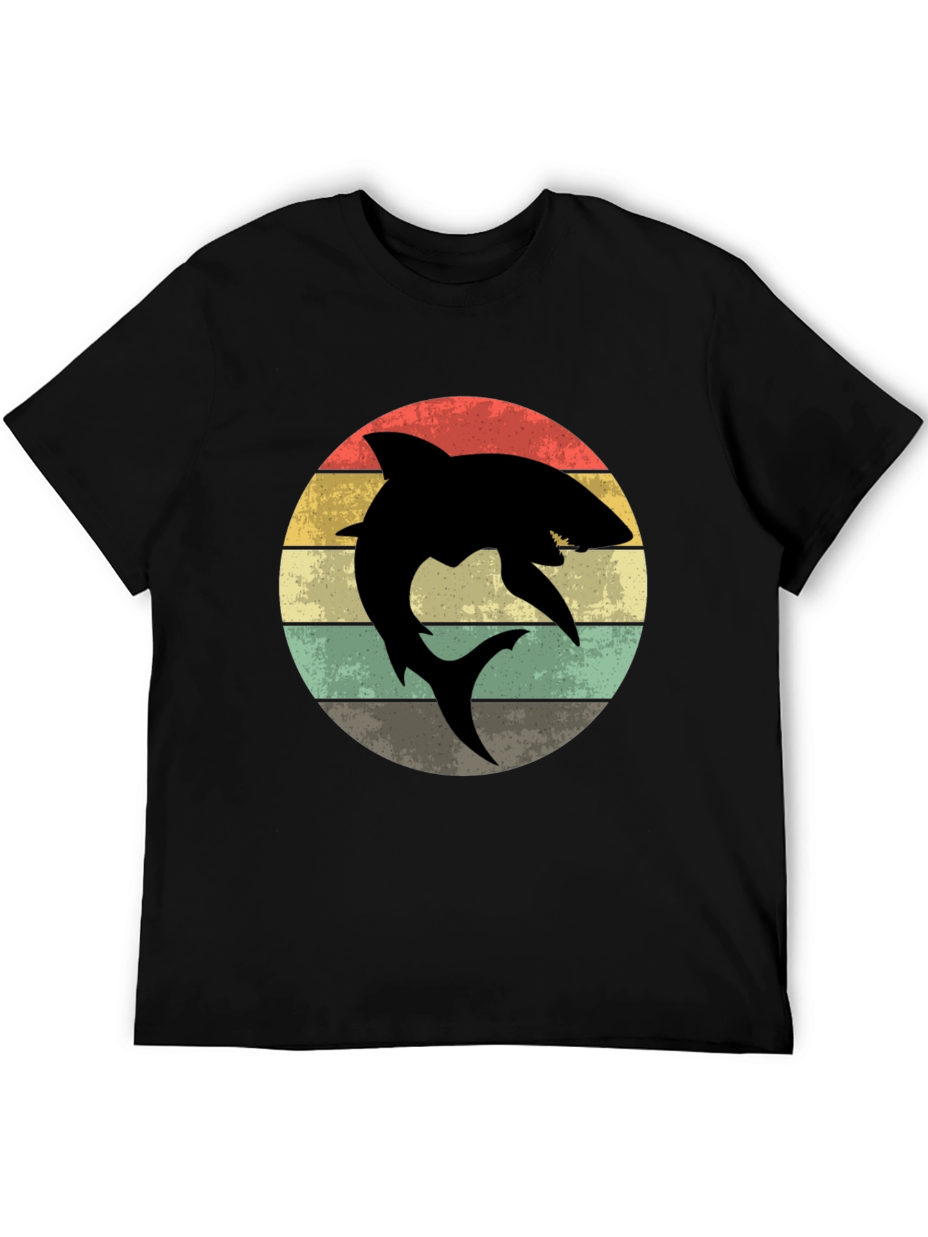 Retro Shark Graphic T-Shirt - Mens Black Tee